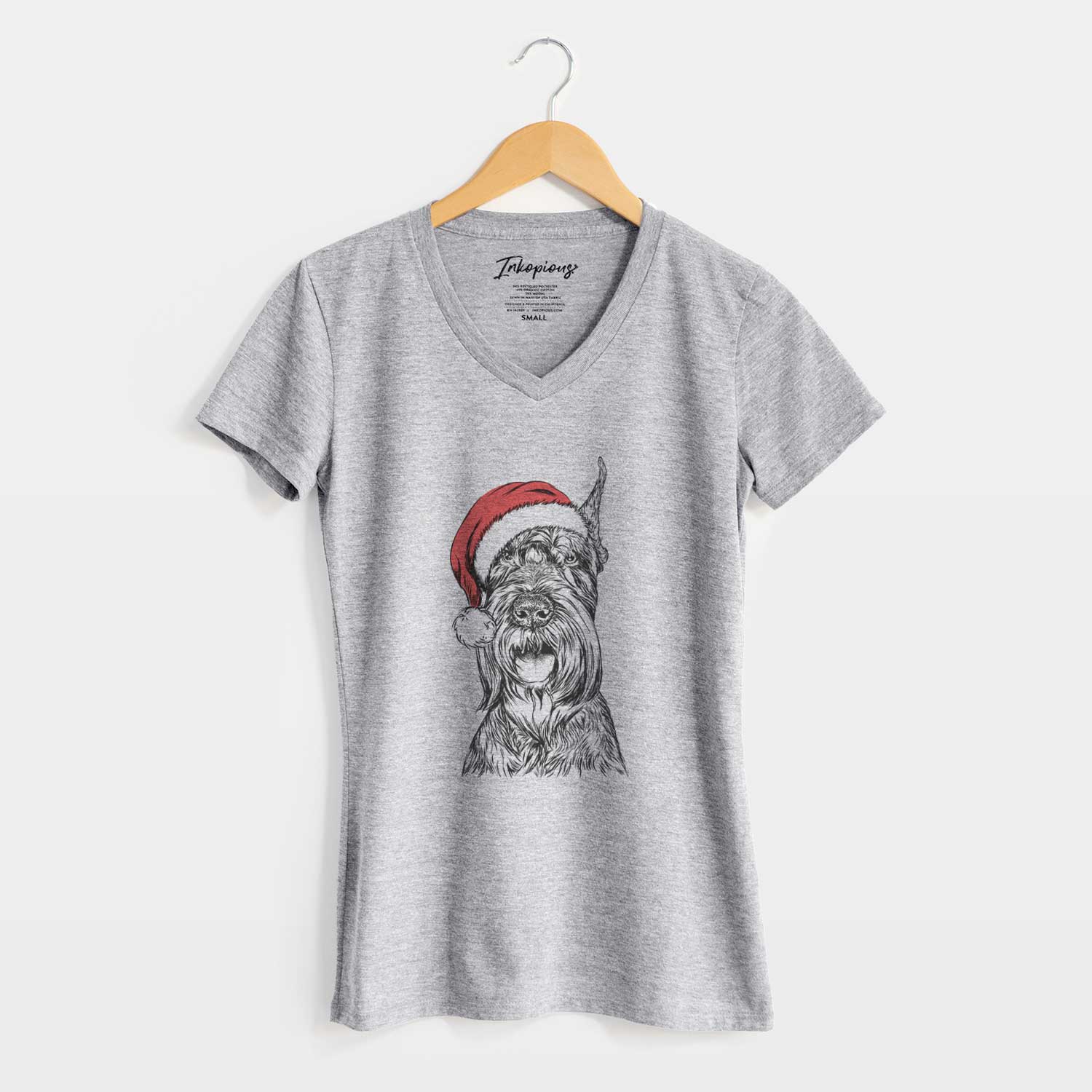 Santa Zuri the Giant Schnauzer - Women's V-neck Shirt