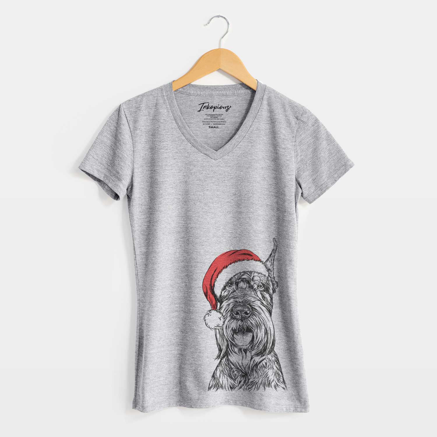 Santa Zuri the Giant Schnauzer - Women's V-neck Shirt