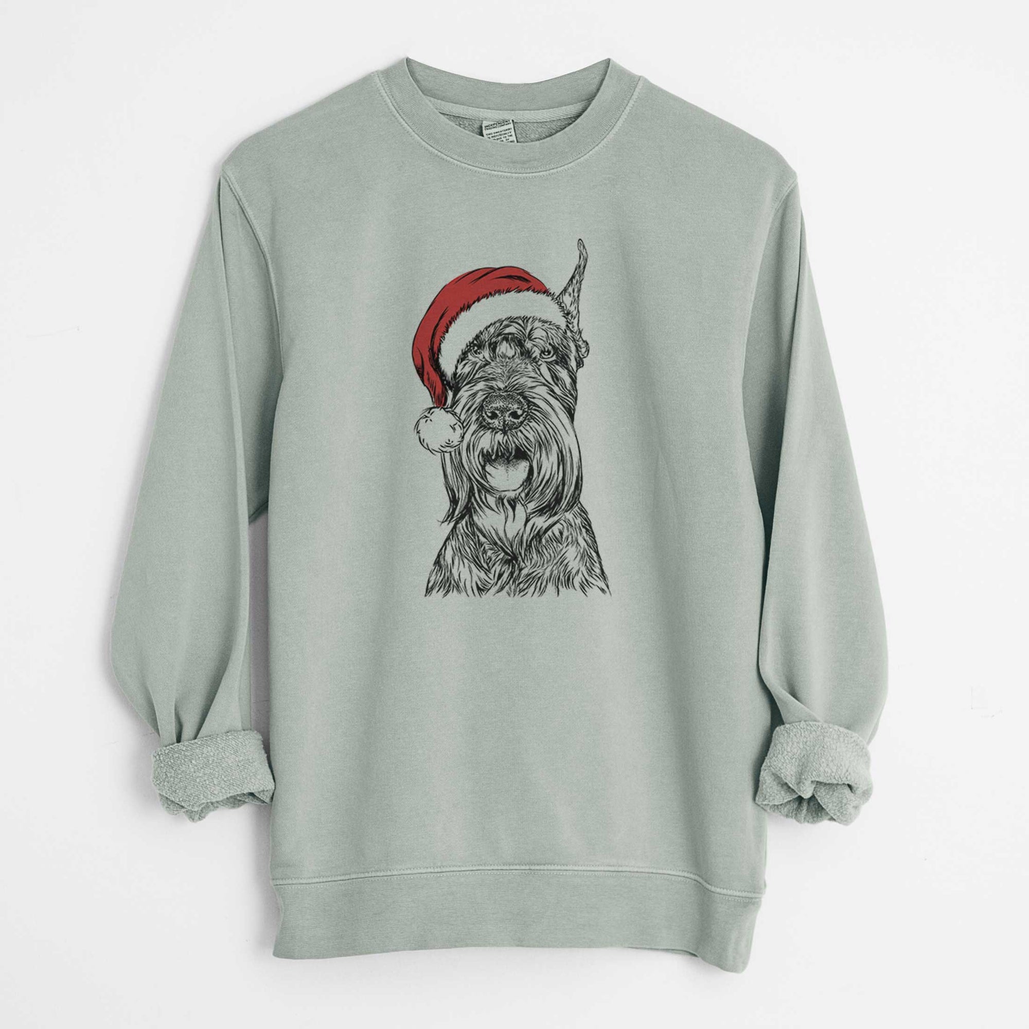 Santa Zuri the Giant Schnauzer - Unisex Pigment Dyed Crew Sweatshirt