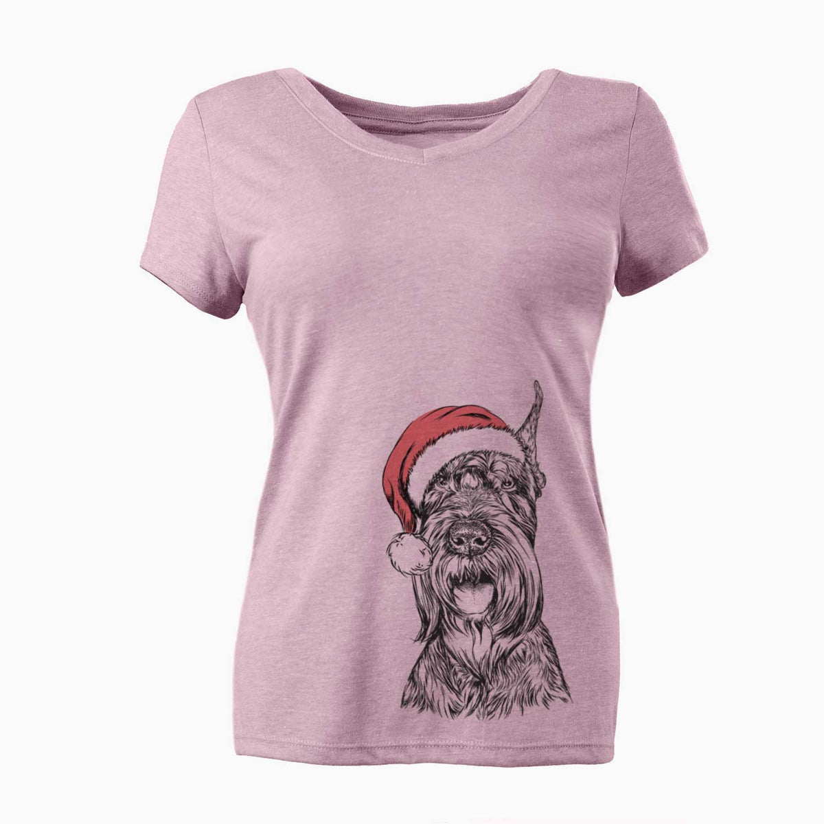 Santa Zuri the Giant Schnauzer - Women's V-neck Shirt