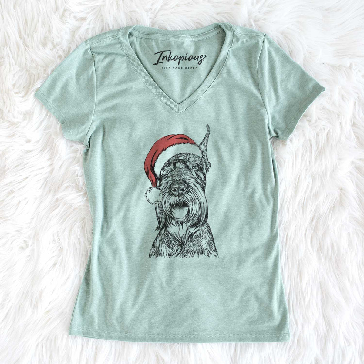 Santa Zuri the Giant Schnauzer - Women's V-neck Shirt