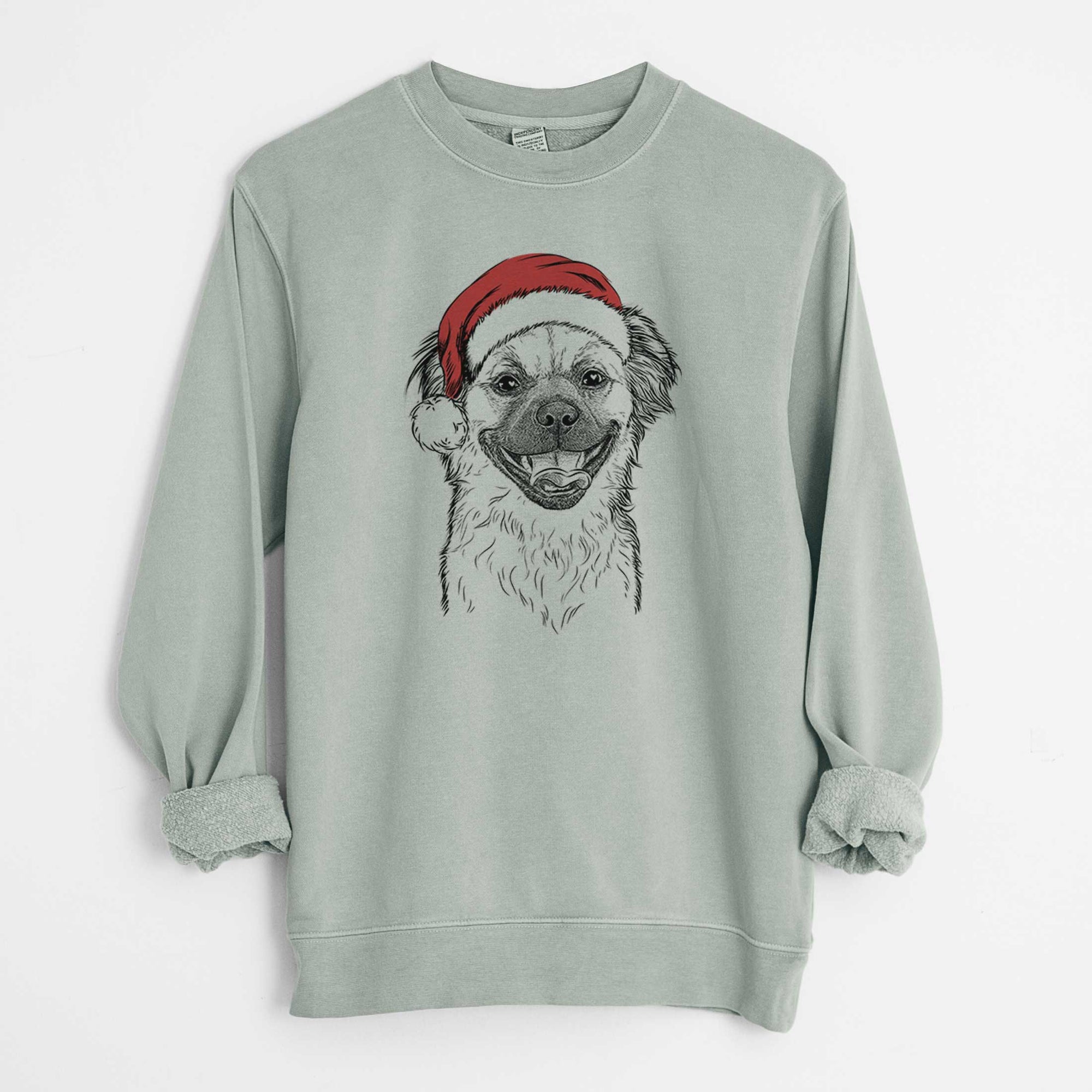 Santa Zuri the Spaniel Mix - Unisex Pigment Dyed Crew Sweatshirt