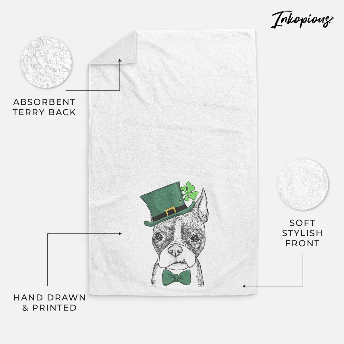 Bean the Boston Terrier Decorative Hand Towel