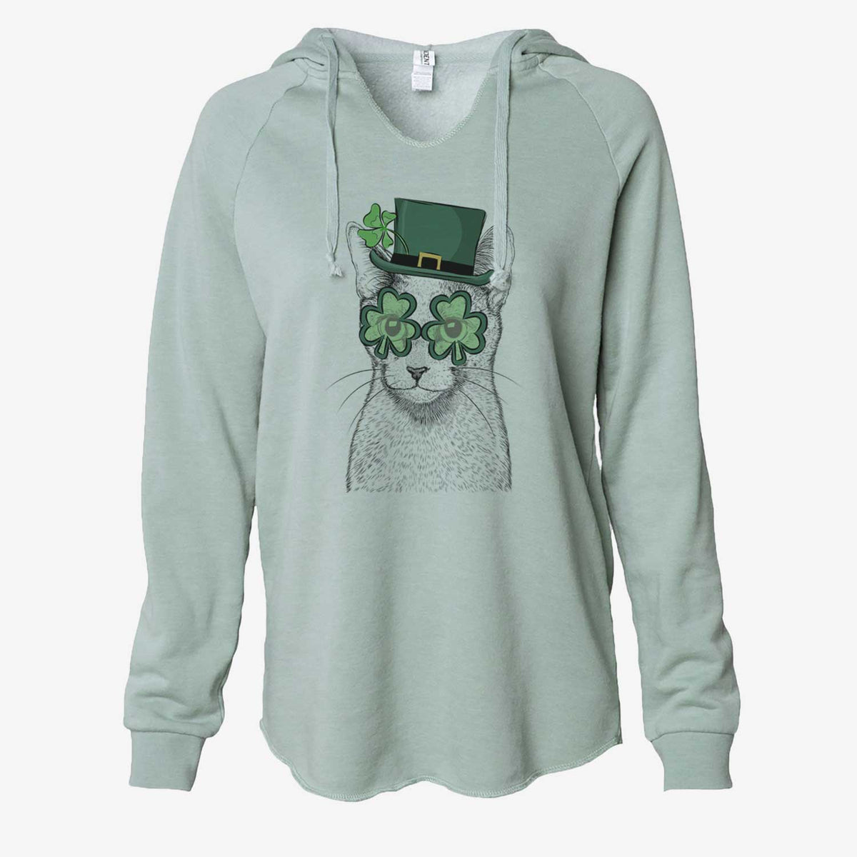 St. Patrick's Blue the Russsian Blue Cat - Cali Wave Hooded Sweatshirt
