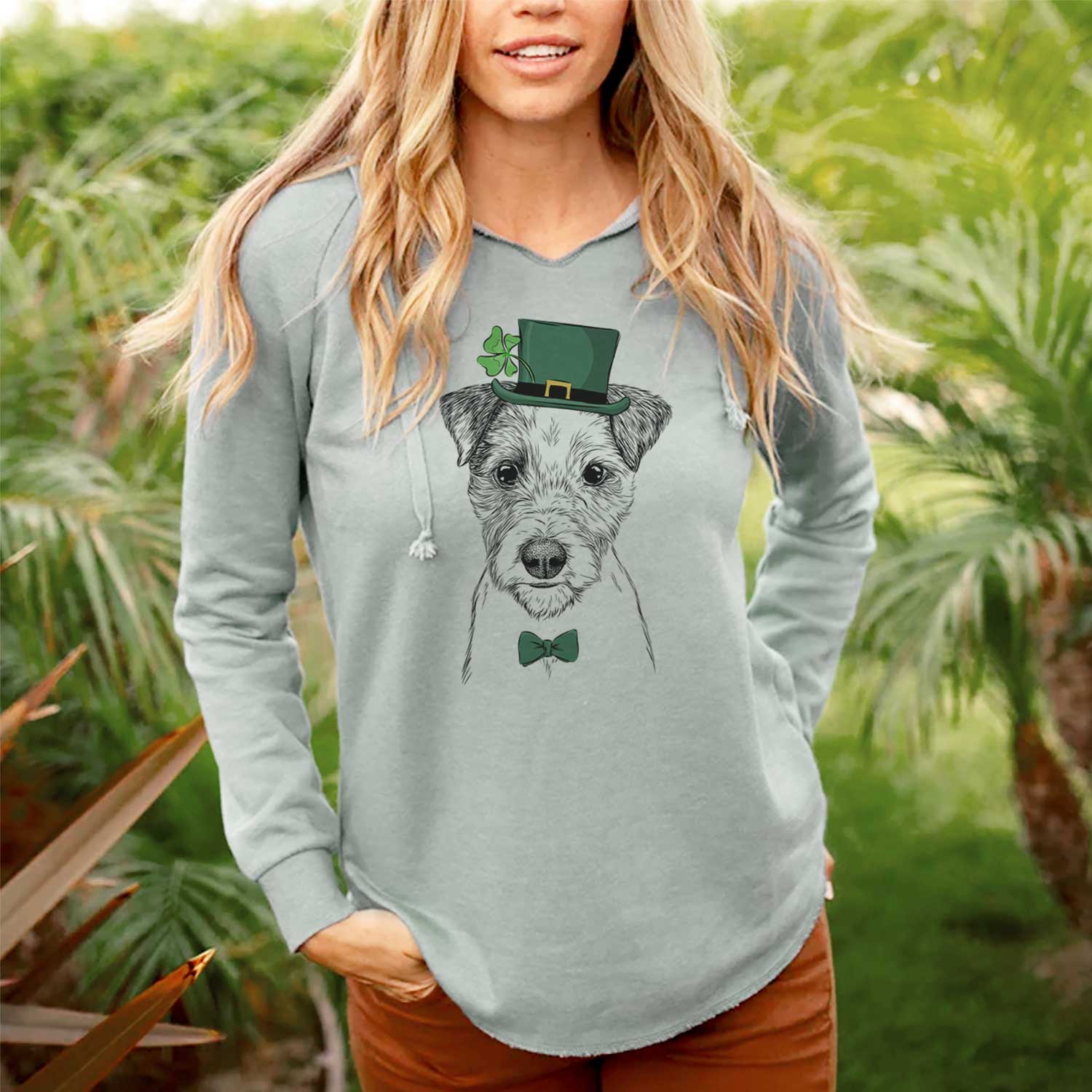 St. Patrick's Bogart the Parson Russell Terrier - Cali Wave Hooded Sweatshirt