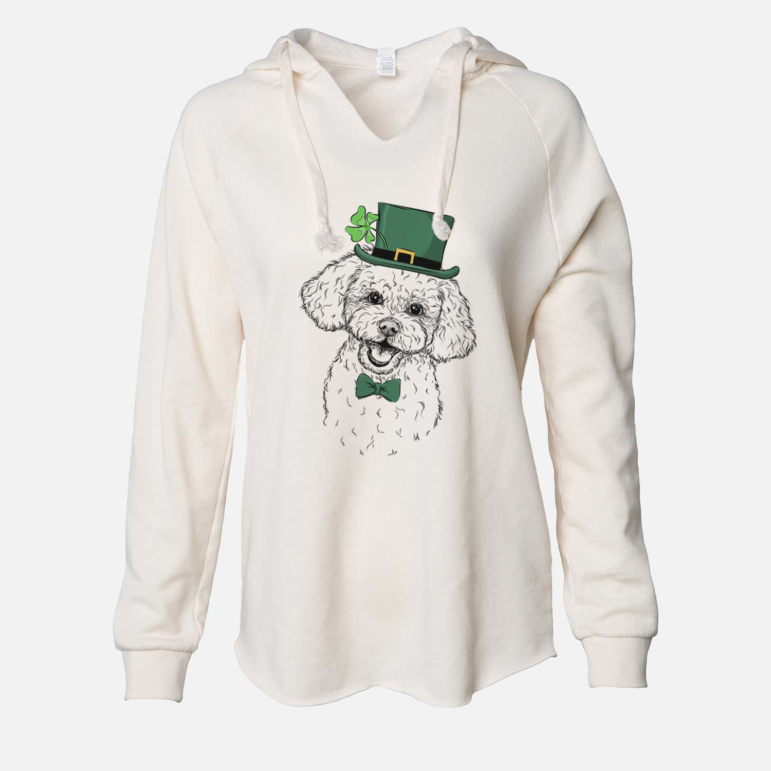 St. Patrick's Caesar the Bichon Frise - Cali Wave Hooded Sweatshirt