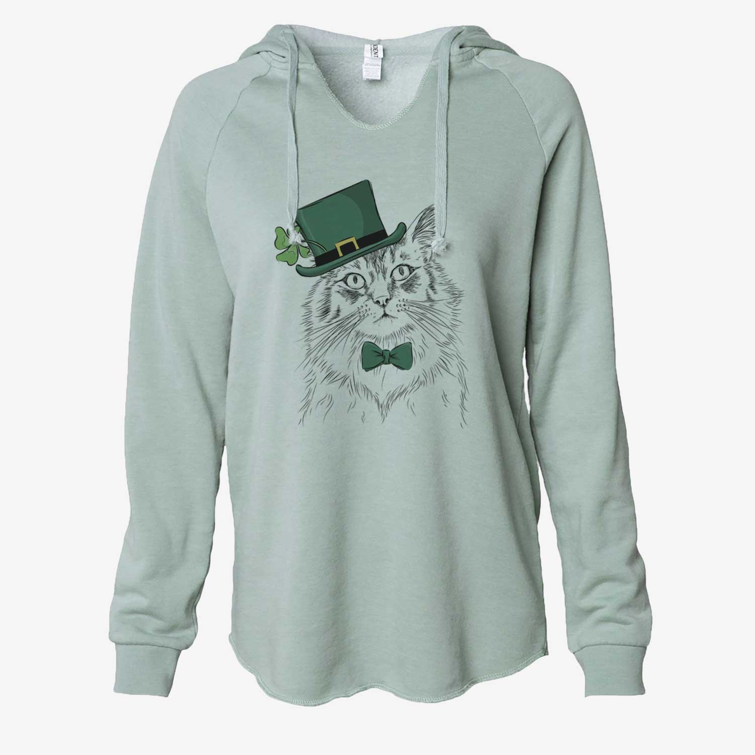 St. Patrick's Chloe the Tabby Cat - Cali Wave Hooded Sweatshirt