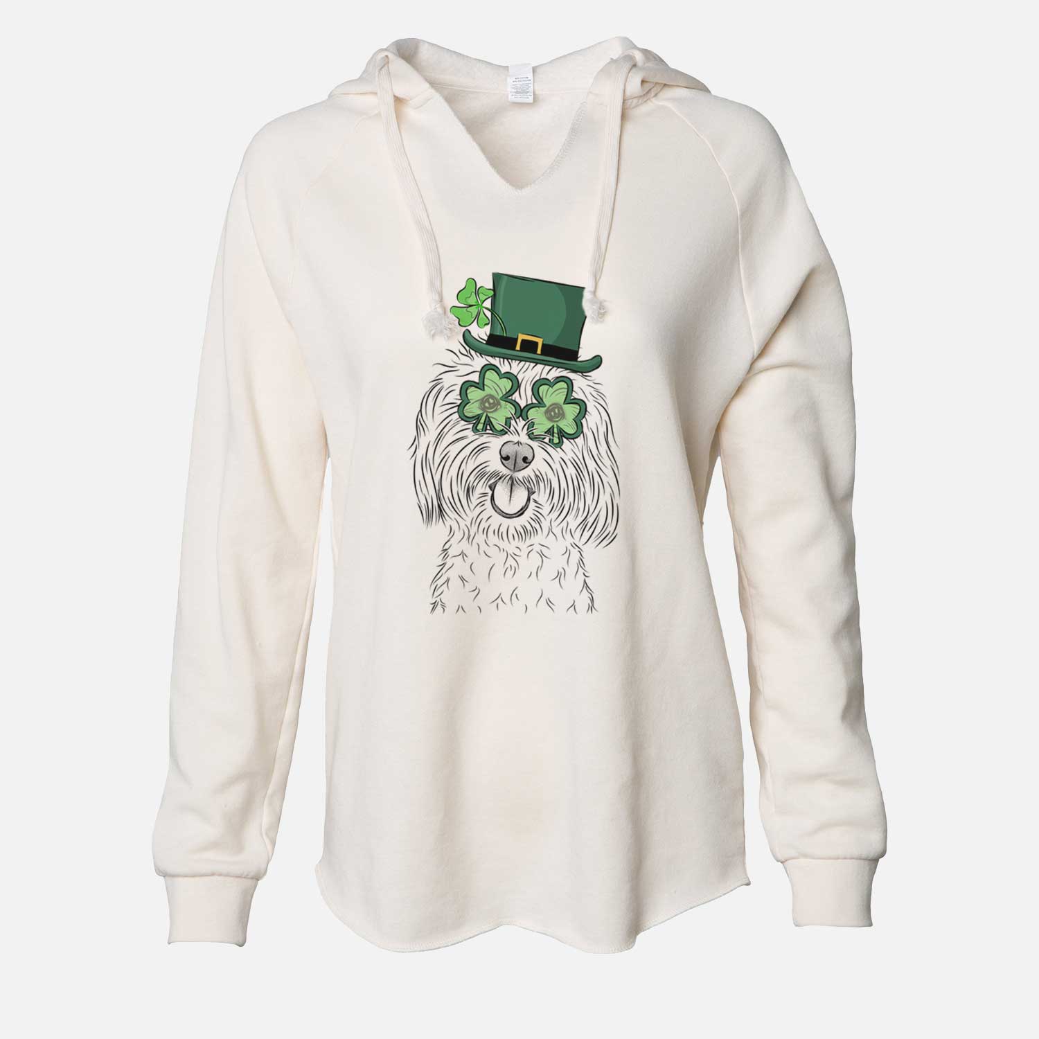 St. Patrick's Cuddles the Coton de Tulear - Cali Wave Hooded Sweatshirt