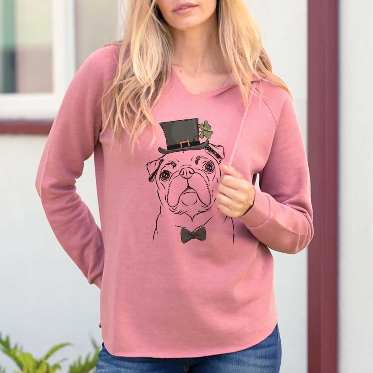 St. Patrick's Darling Chloe the Pug - Cali Wave Hooded Sweatshirt