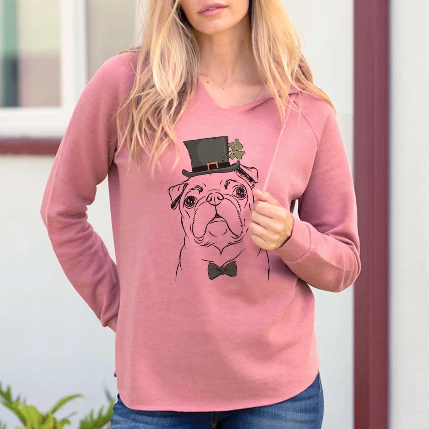 St. Patrick's Darling Chloe the Pug - Cali Wave Hooded Sweatshirt