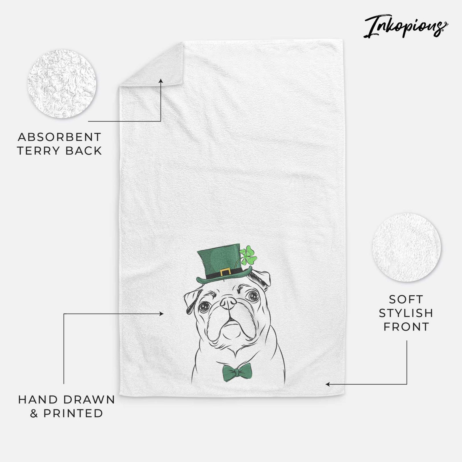 Darling Chloe the Pug Decorative Hand Towel