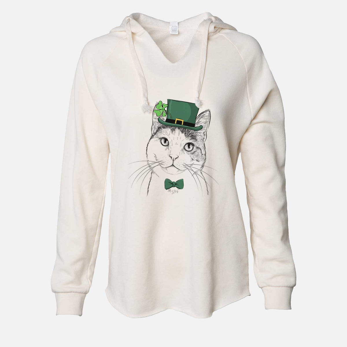 St. Patrick's Denver the Calico Cat - Cali Wave Hooded Sweatshirt