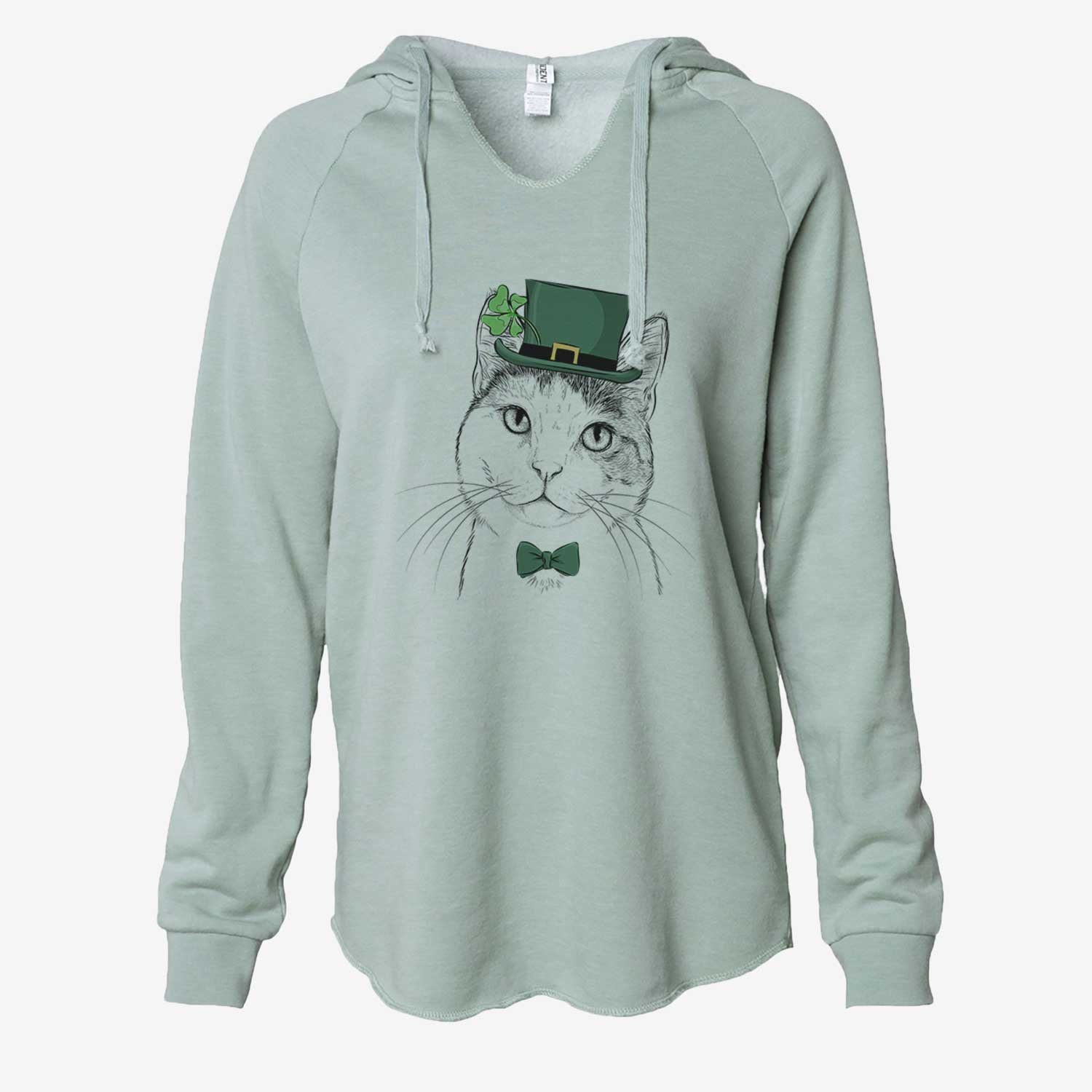 St. Patrick's Denver the Calico Cat - Cali Wave Hooded Sweatshirt