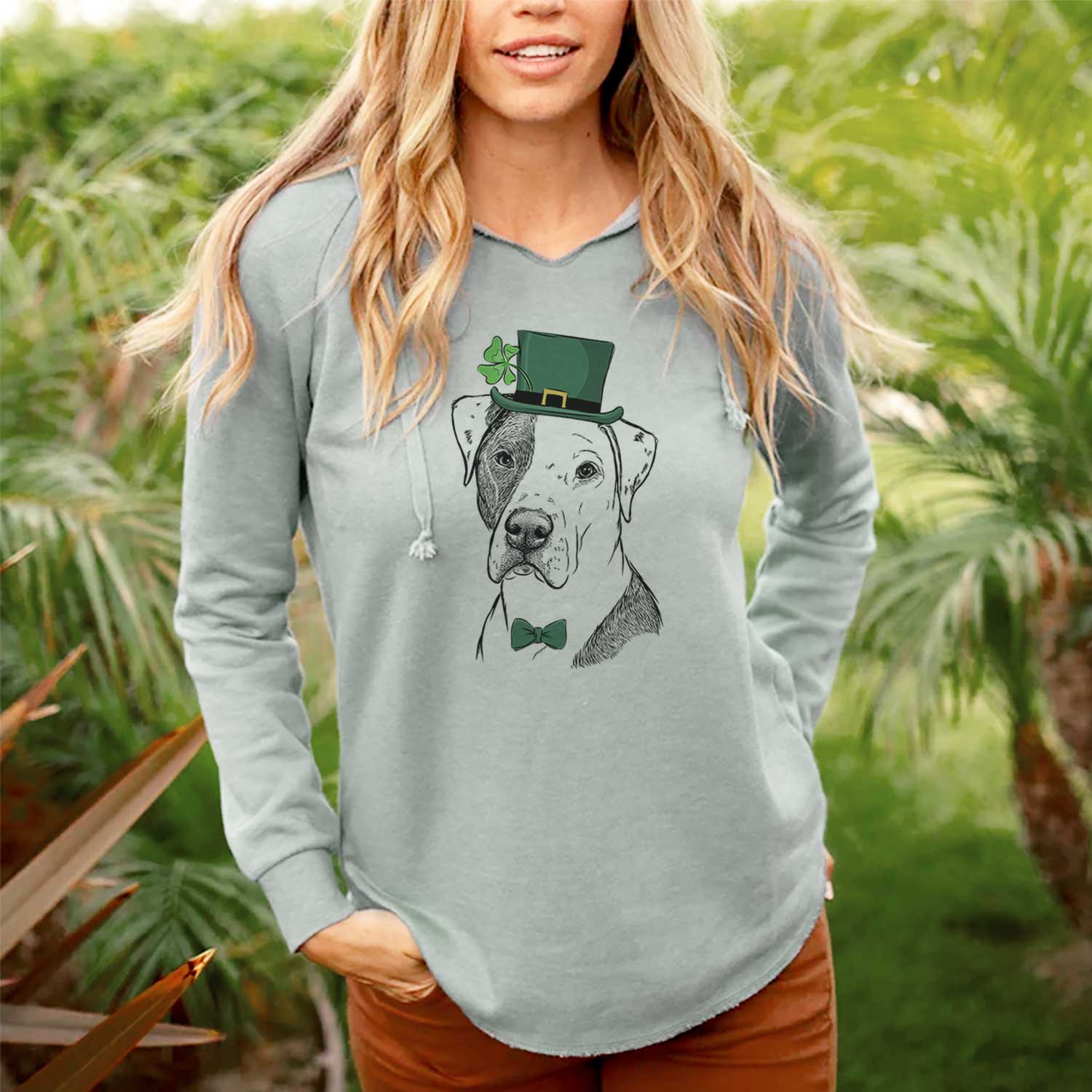 St. Patrick's Duke the American Staffordshire Terrier Mix - Cali Wave Hooded Sweatshirt