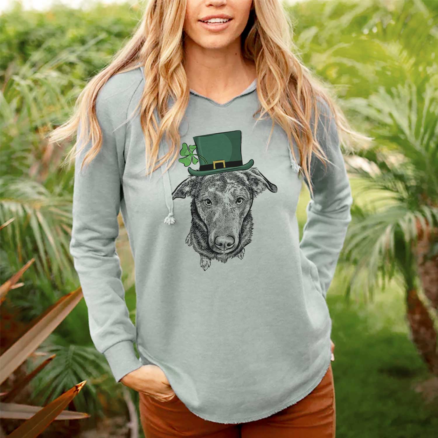 St. Patrick's Echo the Pitbull Beagle Mix - Cali Wave Hooded Sweatshirt