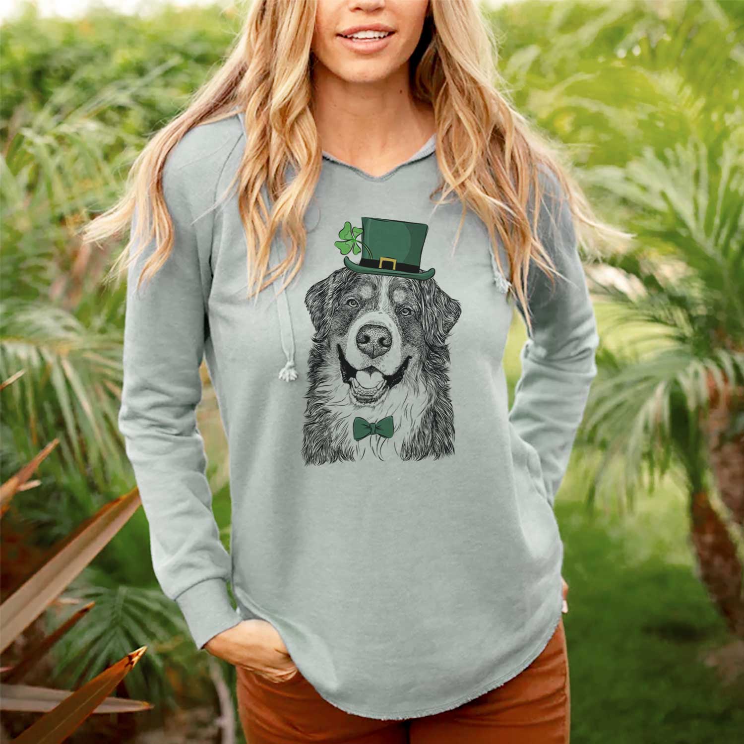 St. Patrick's Eiger the Bernese Mountain Dog - Cali Wave Hooded Sweatshirt