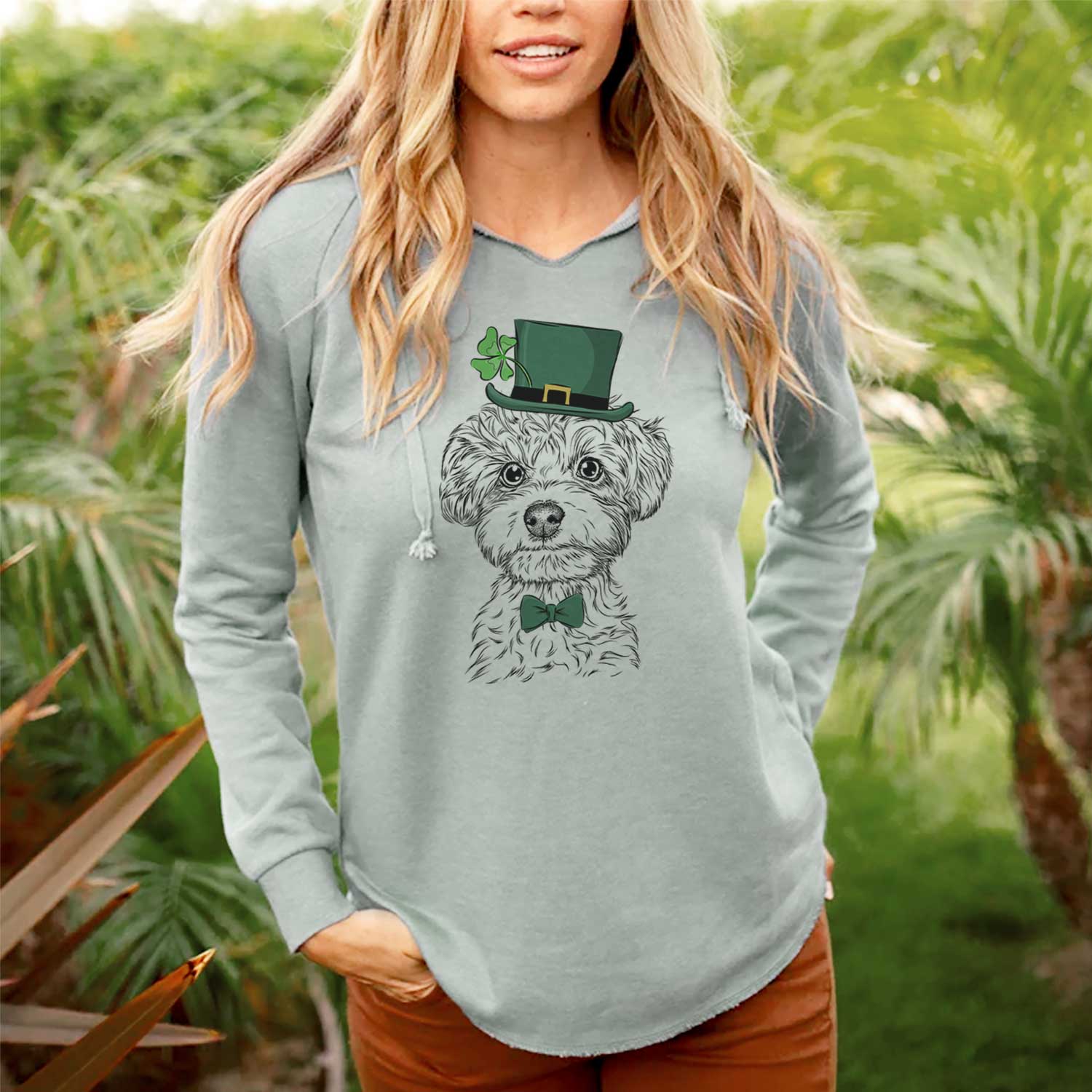 St. Patrick's Elliott the Yorkiepoo - Cali Wave Hooded Sweatshirt