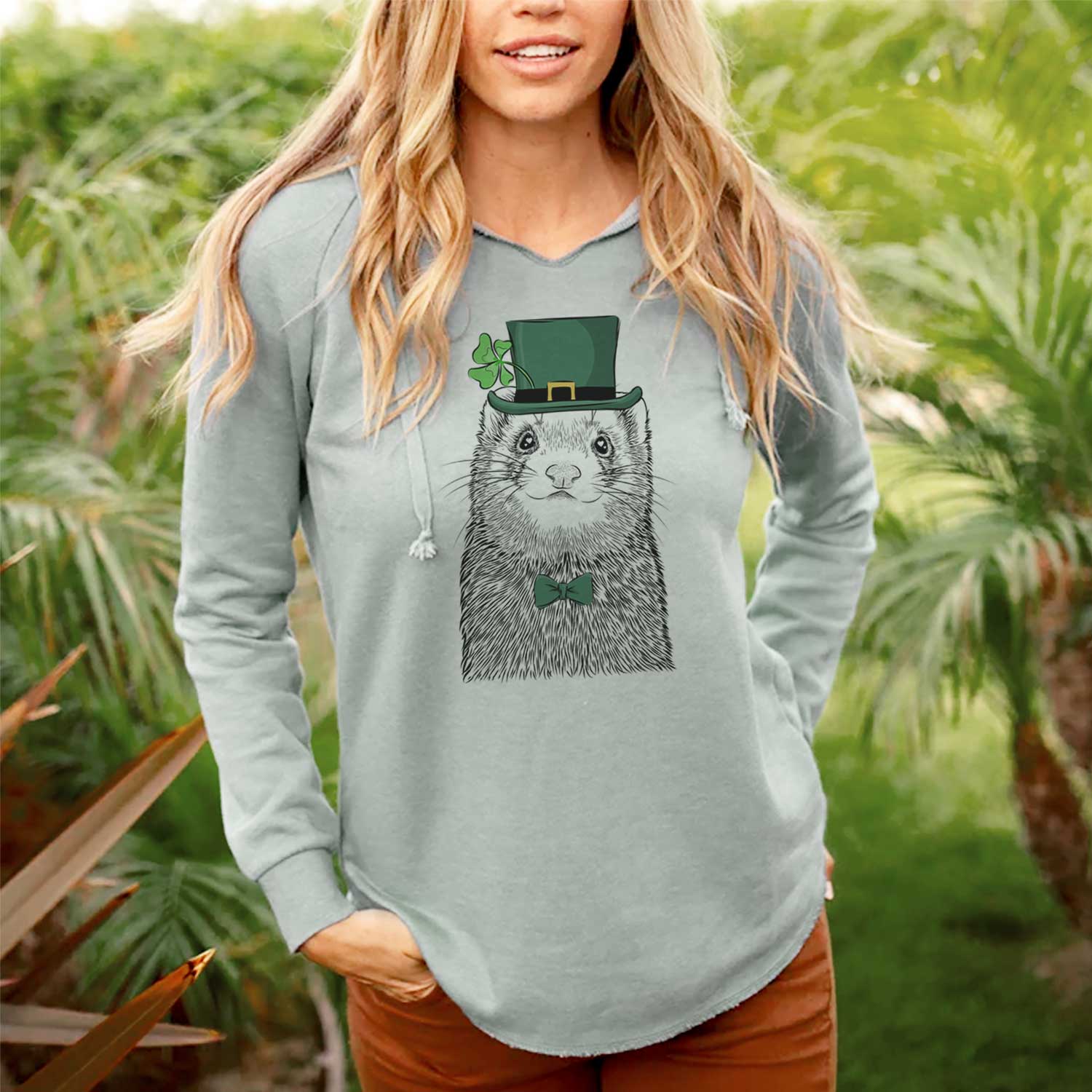 St. Patrick's Fig the Ferret - Cali Wave Hooded Sweatshirt