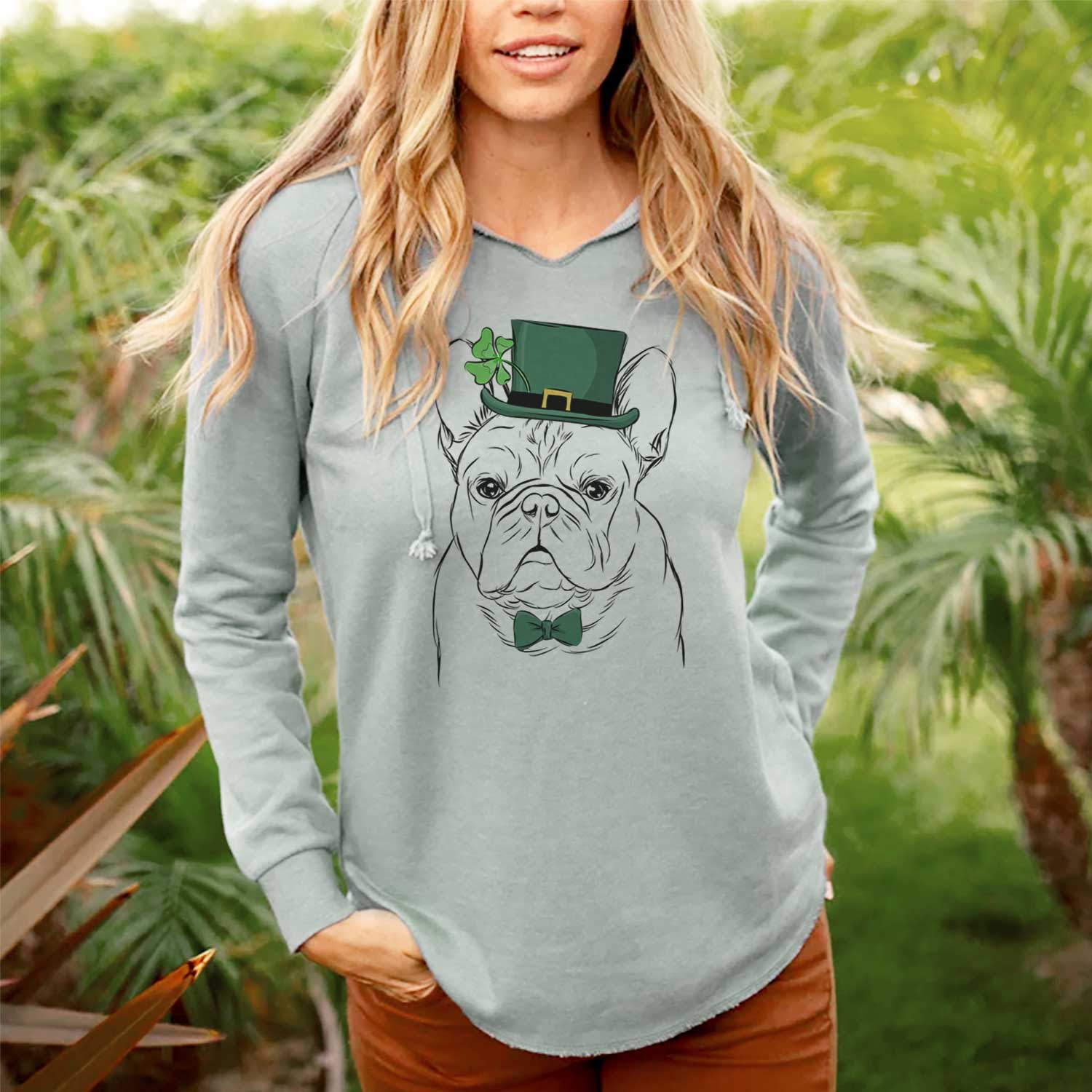 St. Patrick's Fudge the French Bulldog - Cali Wave Hooded Sweatshirt