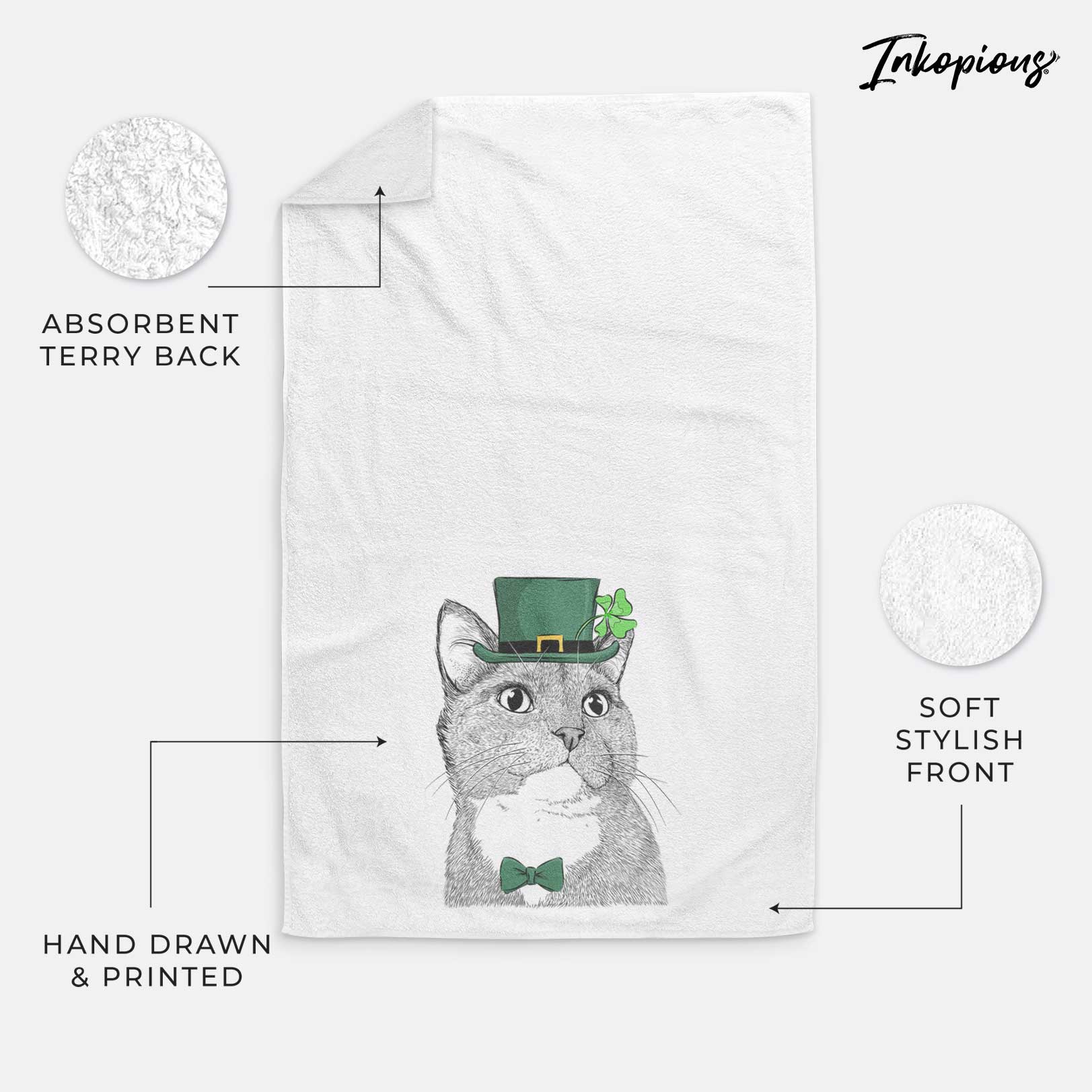 Gizmo the Grey Cat Decorative Hand Towel