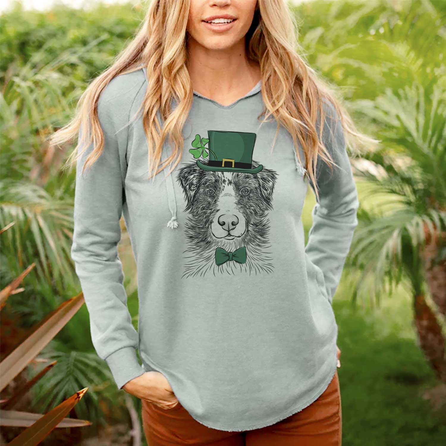 St. Patrick's Gram the Australian Shepherd - Cali Wave Hooded Sweatshirt