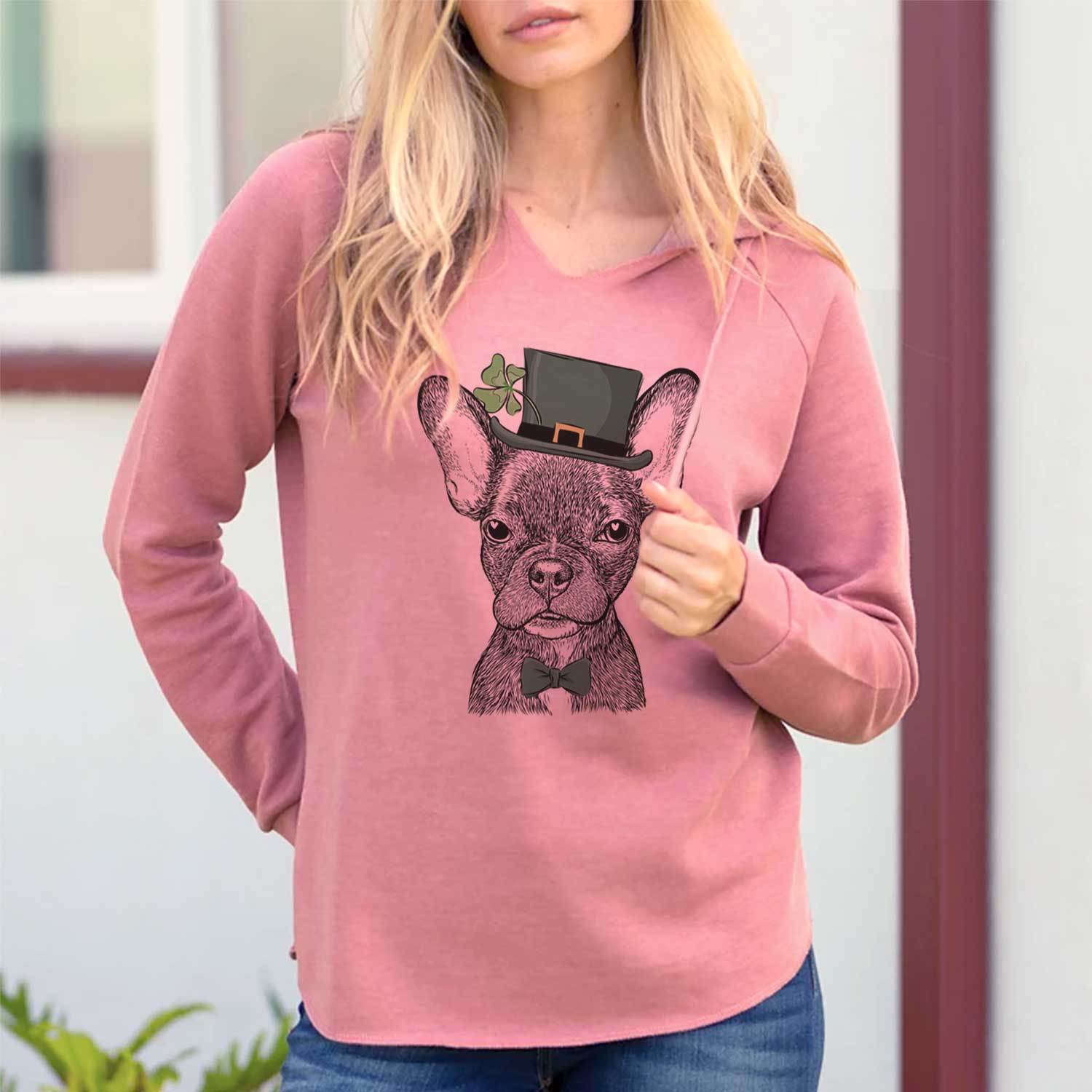 St. Patrick's Henry the French Bulldog - Cali Wave Hooded Sweatshirt