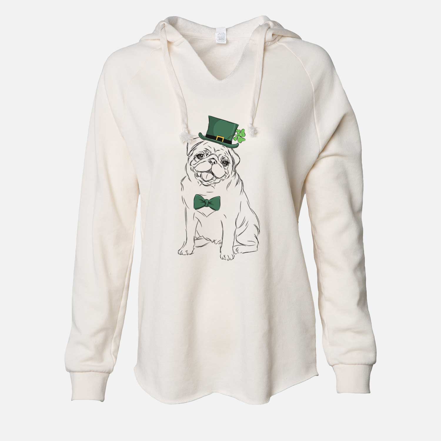 St. Patrick's Higgins the Pug - Cali Wave Hooded Sweatshirt