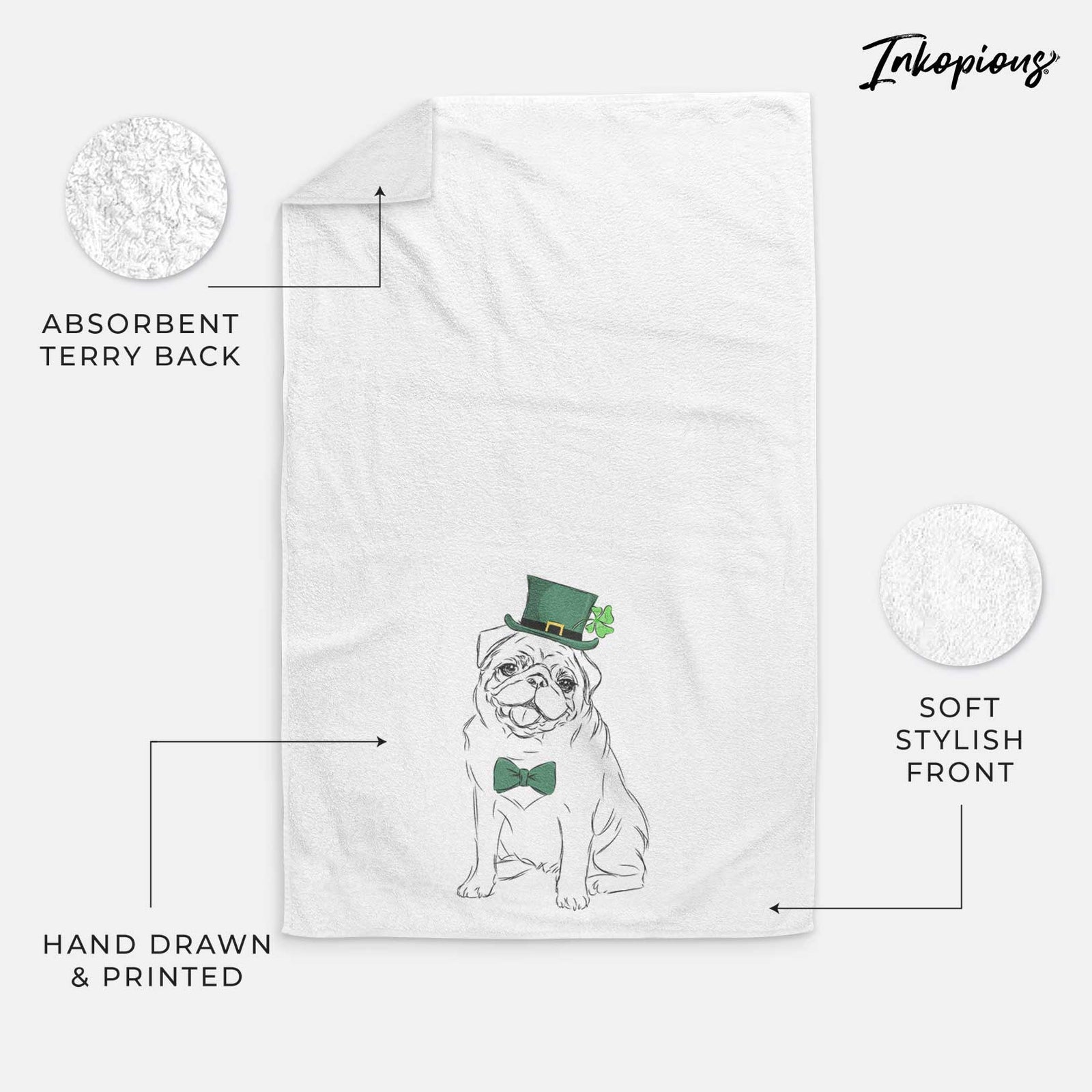 Higgins the Pug Decorative Hand Towel