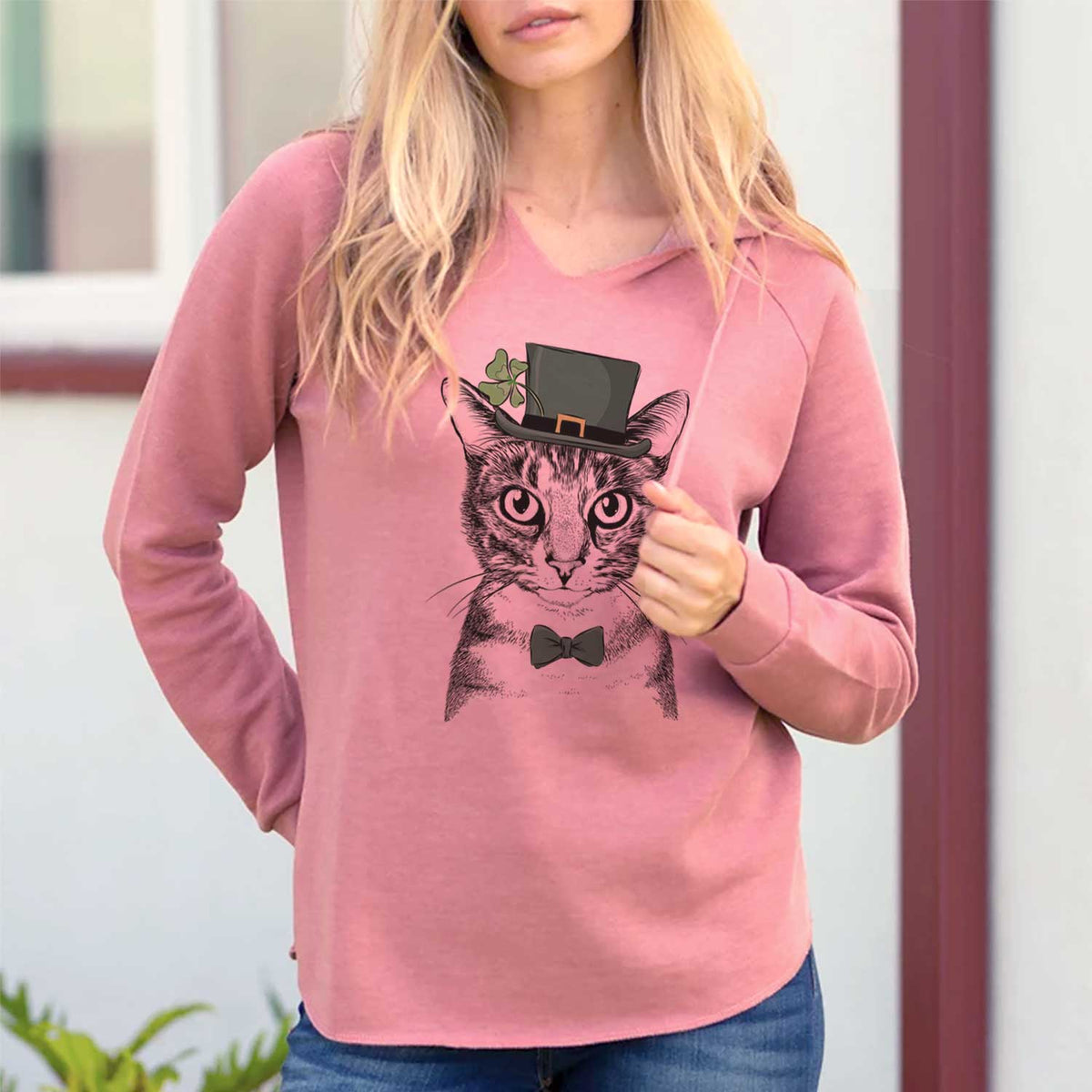 St. Patrick&#39;s Hobbes the Tabby Cat - Cali Wave Hooded Sweatshirt