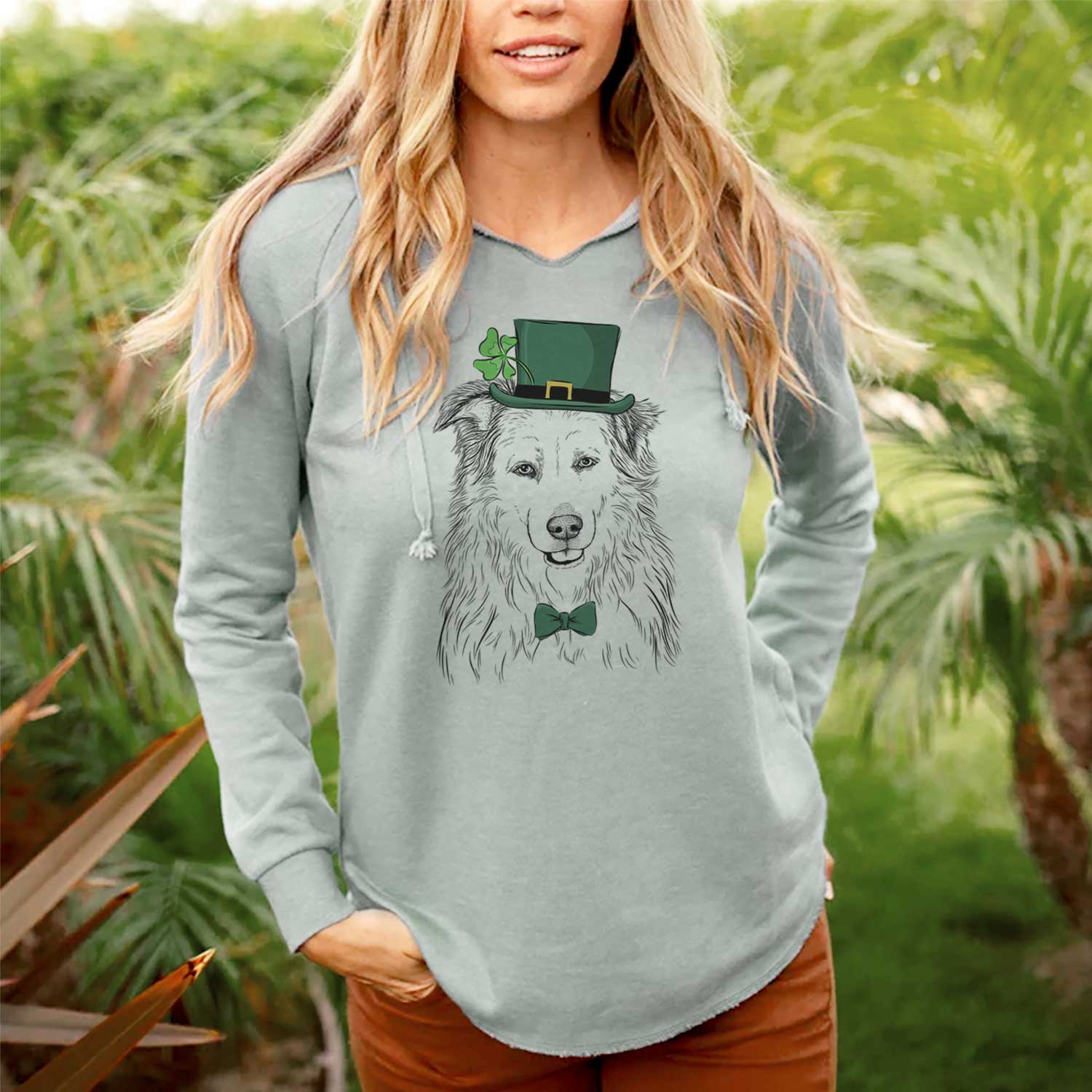 St. Patrick's Jessie the Great Pyrenees Mix - Cali Wave Hooded Sweatshirt