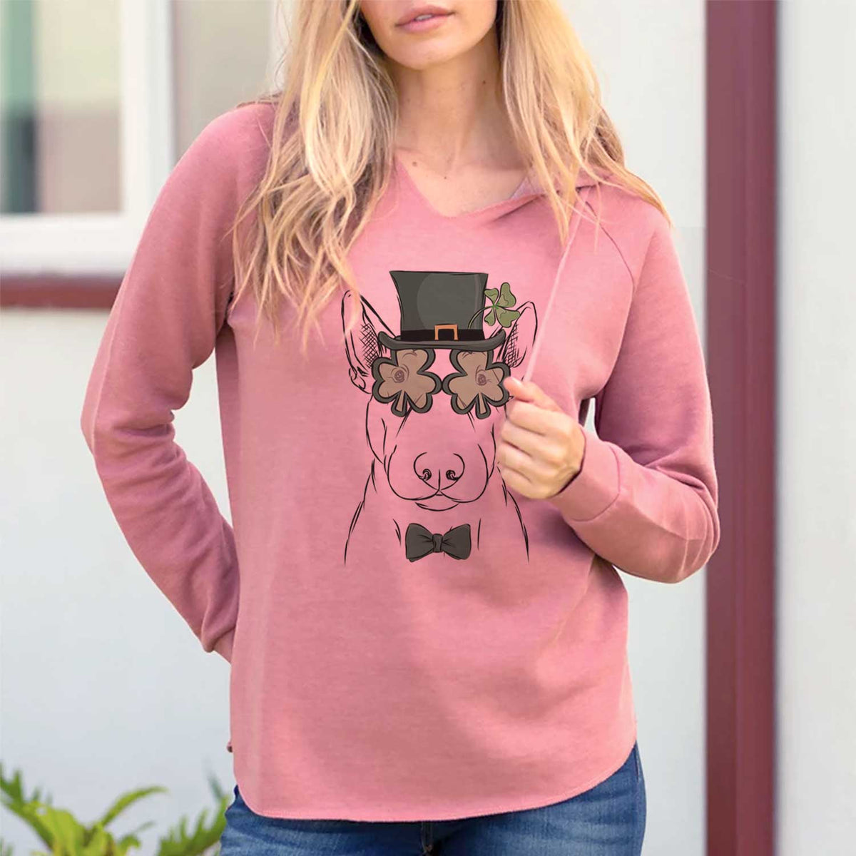 St. Patrick&#39;s Jett the Bull Terrier - Cali Wave Hooded Sweatshirt