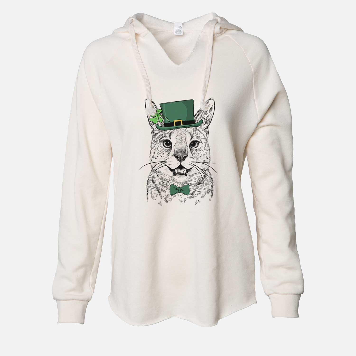 St. Patrick's Lucky the Serval Cat - Cali Wave Hooded Sweatshirt