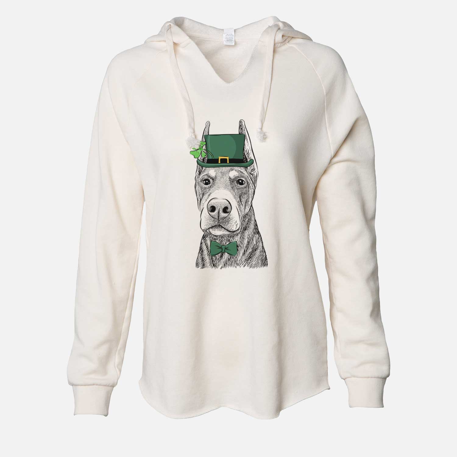 St. Patrick's Luna the Doberman Pinscher - Cali Wave Hooded Sweatshirt