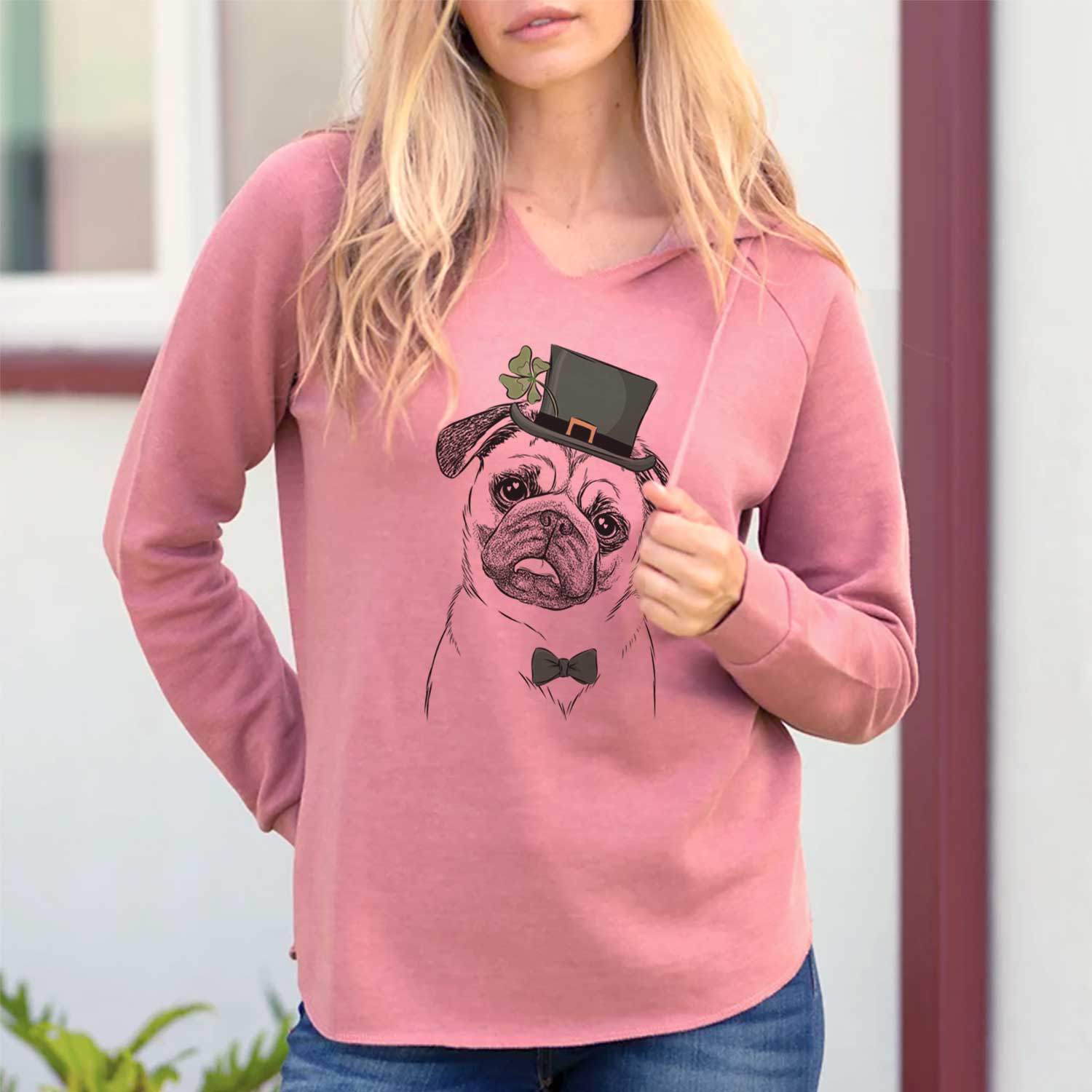 St. Patrick's Macy the Pug - Cali Wave Hooded Sweatshirt