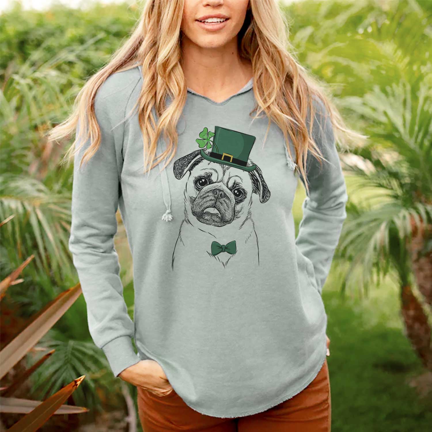 St. Patrick's Macy the Pug - Cali Wave Hooded Sweatshirt