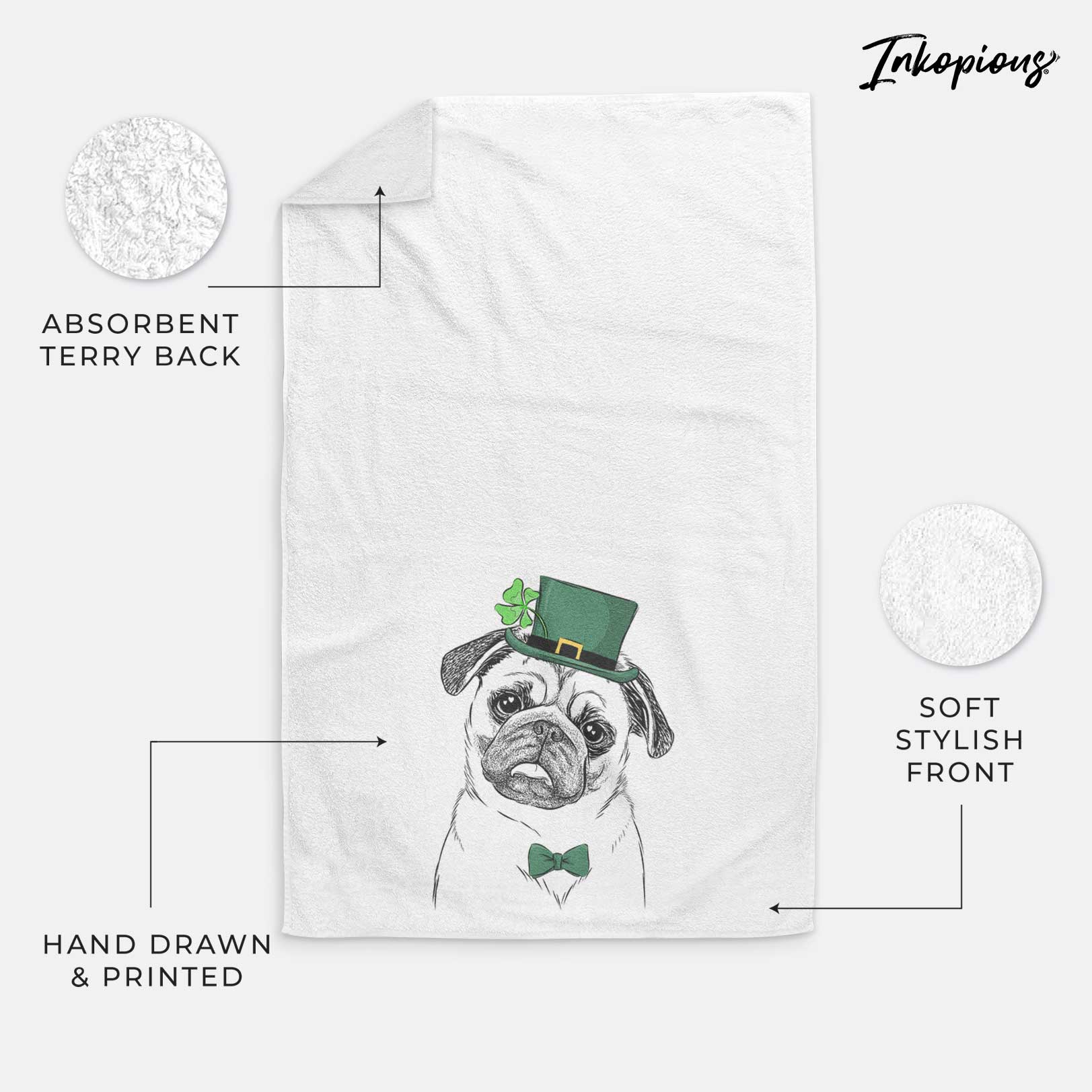 Macy the Pug Decorative Hand Towel