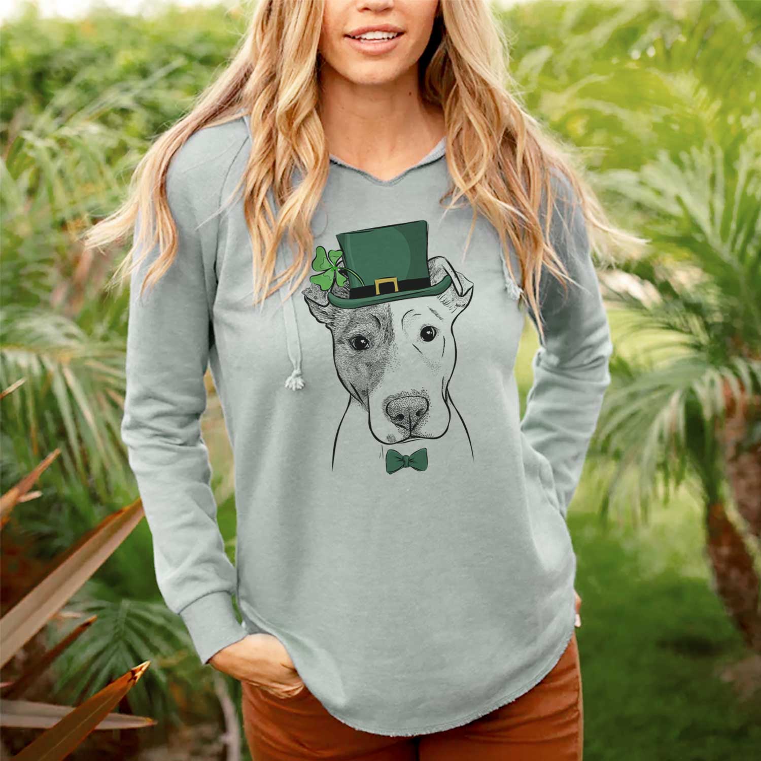 St. Patrick's Manchi the Pitbull Mix - Cali Wave Hooded Sweatshirt