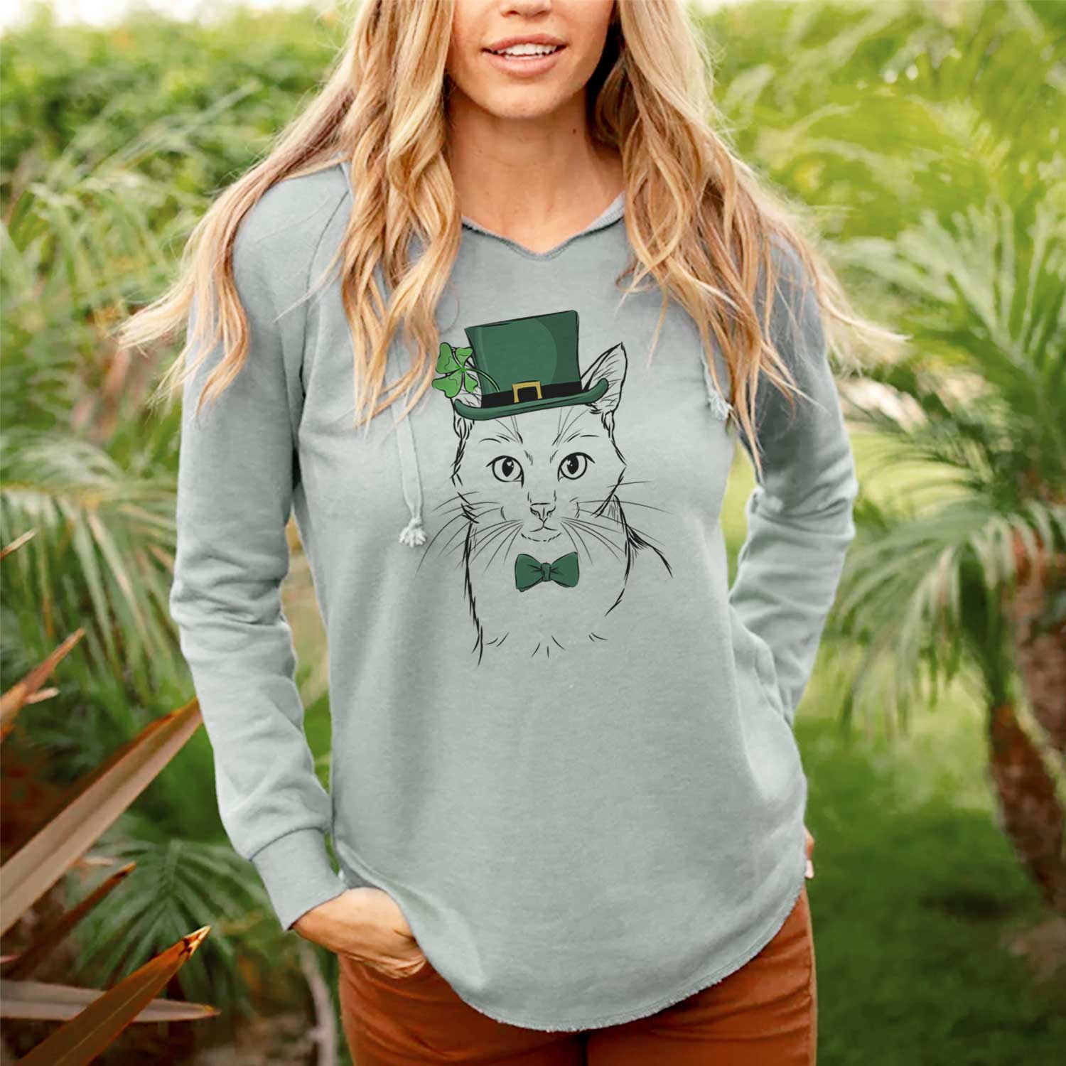 St. Patrick's Maverick the Cat - Cali Wave Hooded Sweatshirt