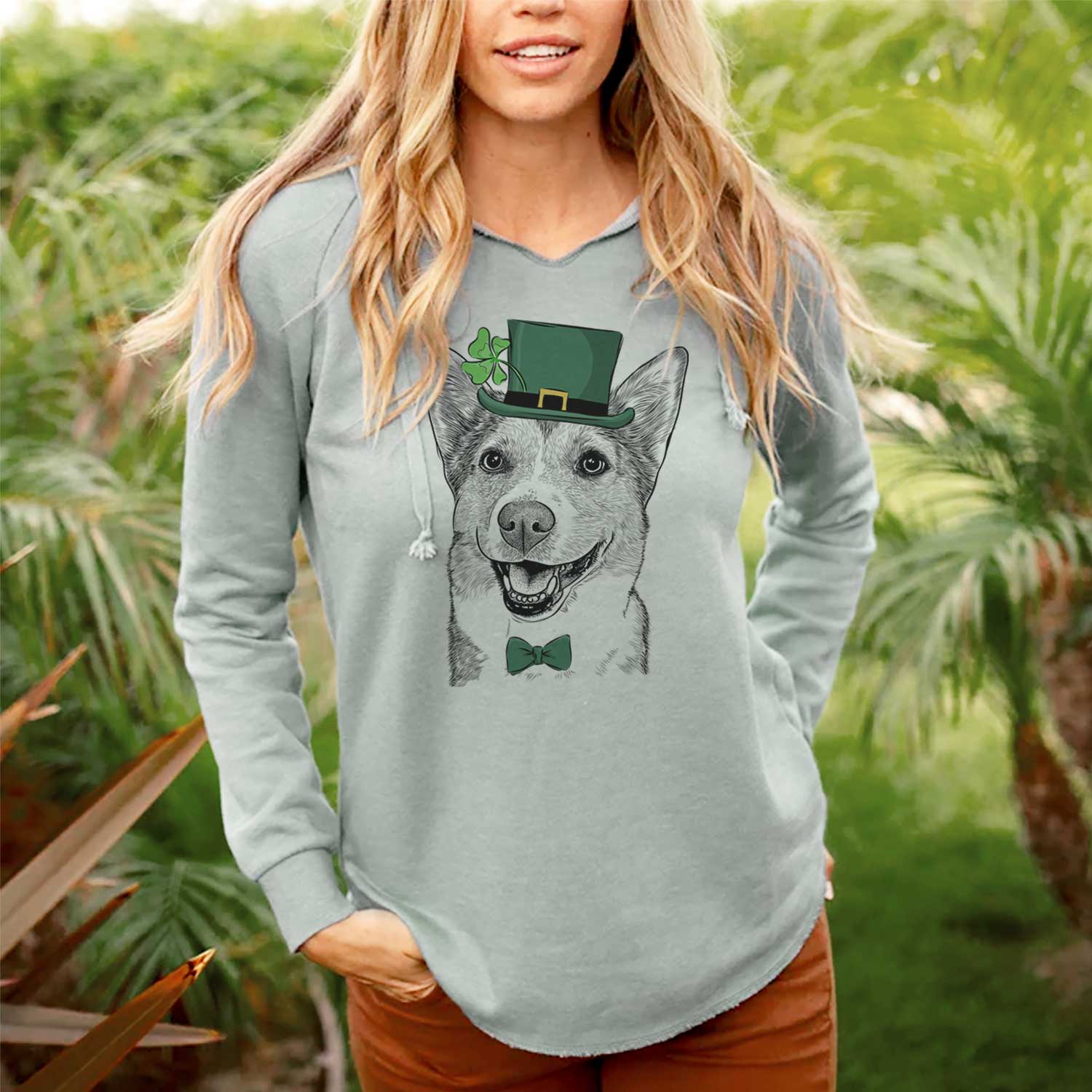 St. Patrick's Mikan the Shiba Corgi Mix - Cali Wave Hooded Sweatshirt
