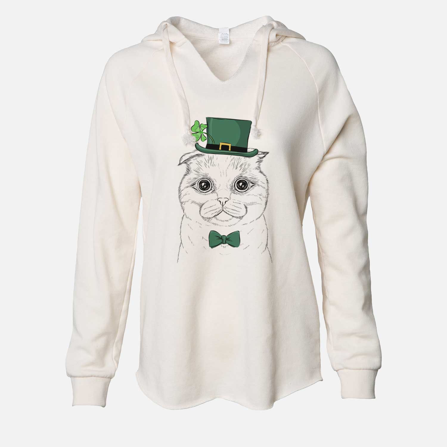 St. Patrick's Neko the Scottish Fold Cat - Cali Wave Hooded Sweatshirt