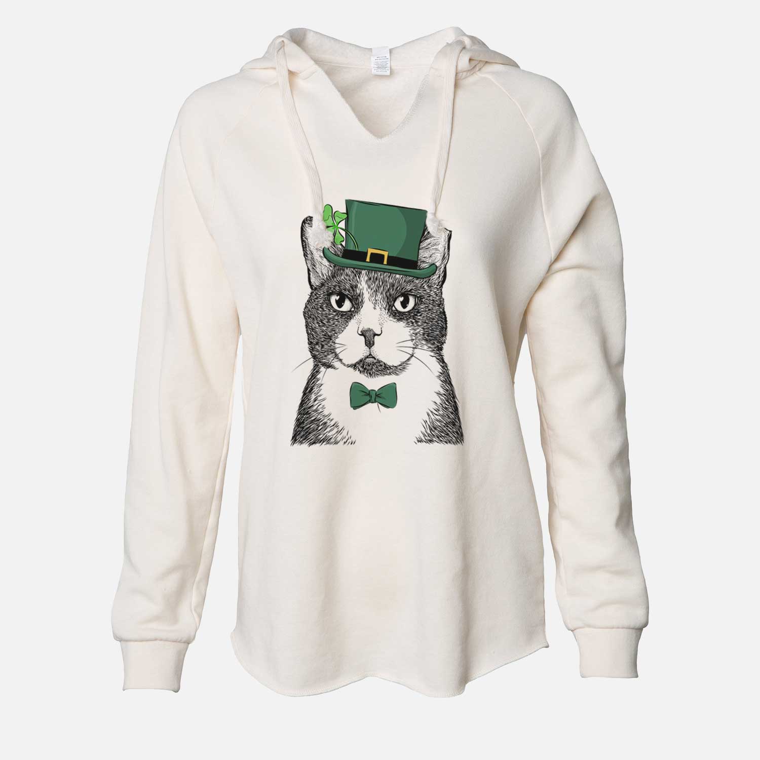 St. Patrick's Pinky the Tuxedo Cat - Cali Wave Hooded Sweatshirt