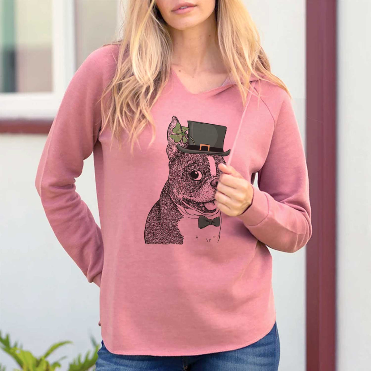 St. Patrick&#39;s Ralphie the Boston Terrier - Cali Wave Hooded Sweatshirt