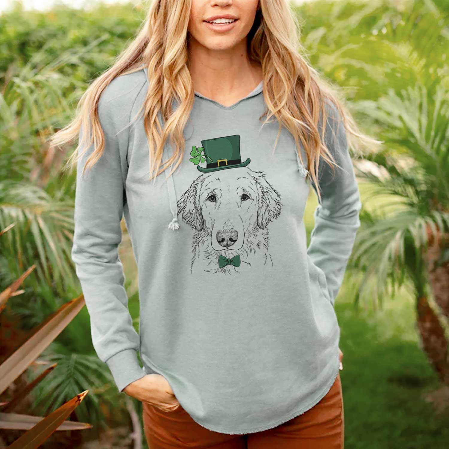 St. Patrick's Riley the Golden Retriever - Cali Wave Hooded Sweatshirt