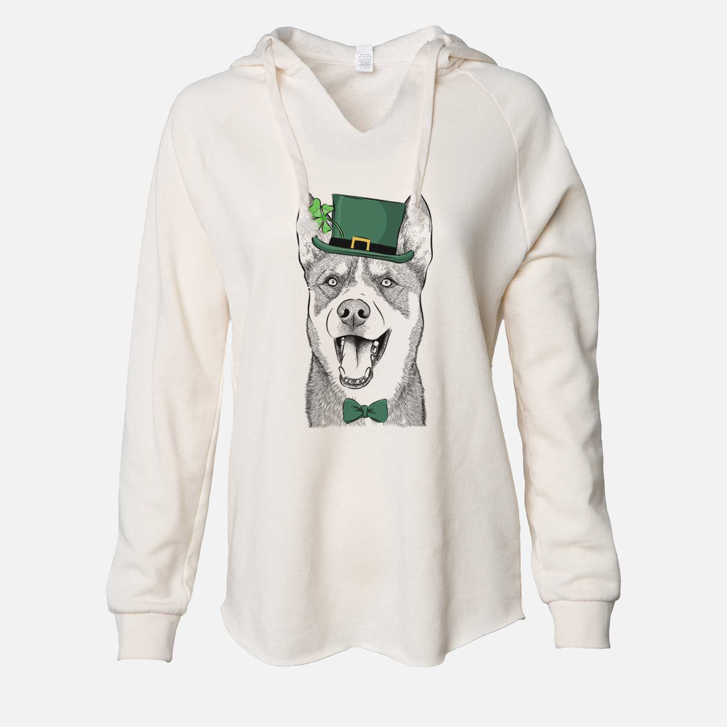 St. Patrick's Roux the Siberian Husky - Cali Wave Hooded Sweatshirt