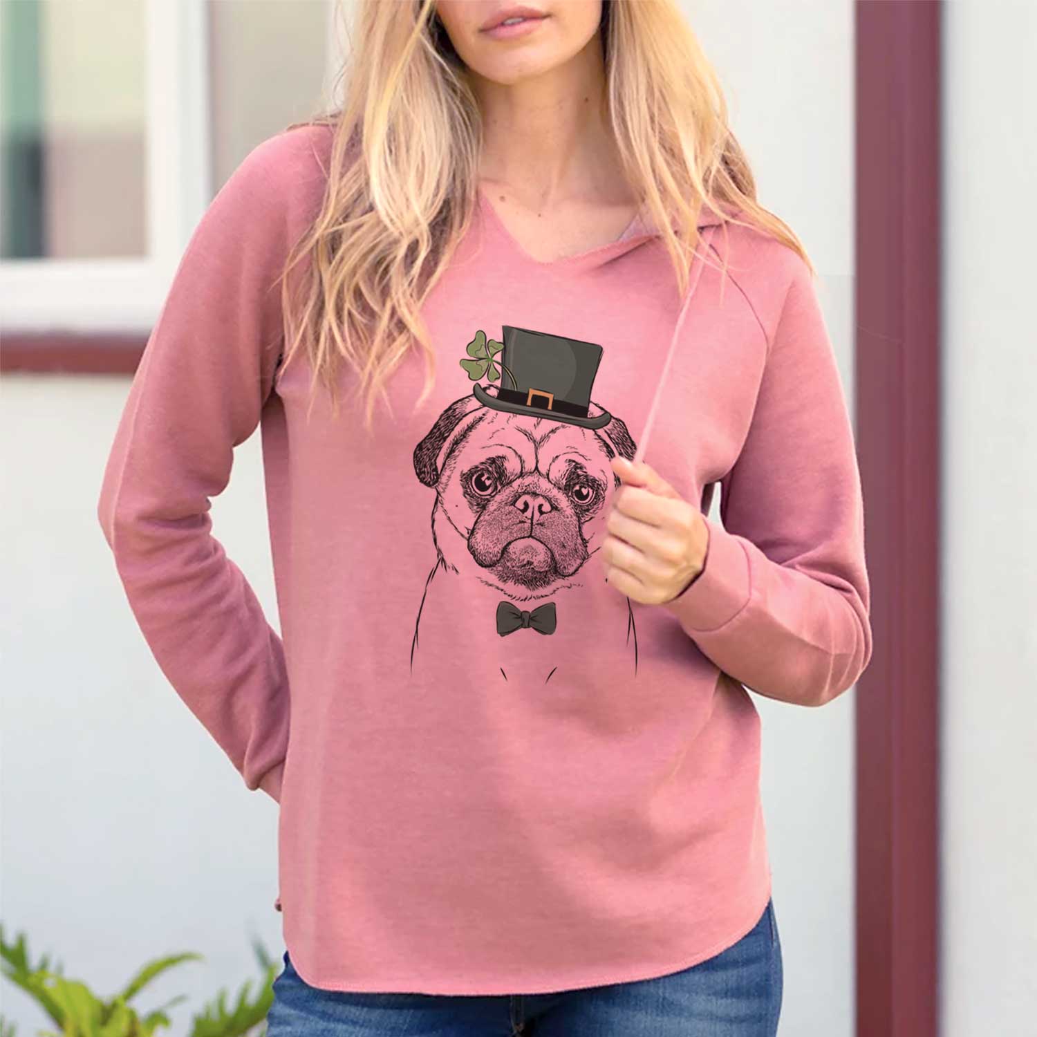 St. Patrick's Ruby the Pug - Cali Wave Hooded Sweatshirt