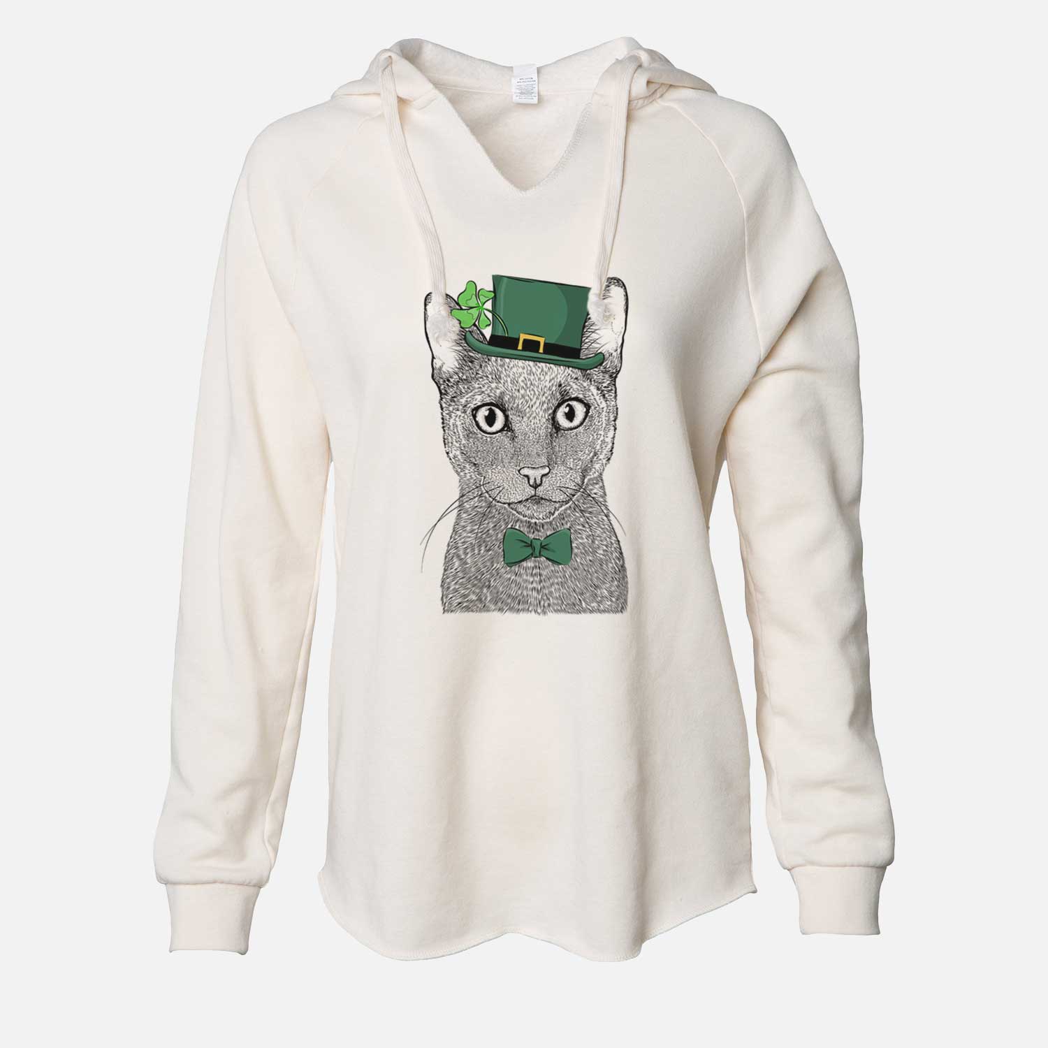 St. Patrick's Stanley the Russian Blue Cat - Cali Wave Hooded Sweatshirt