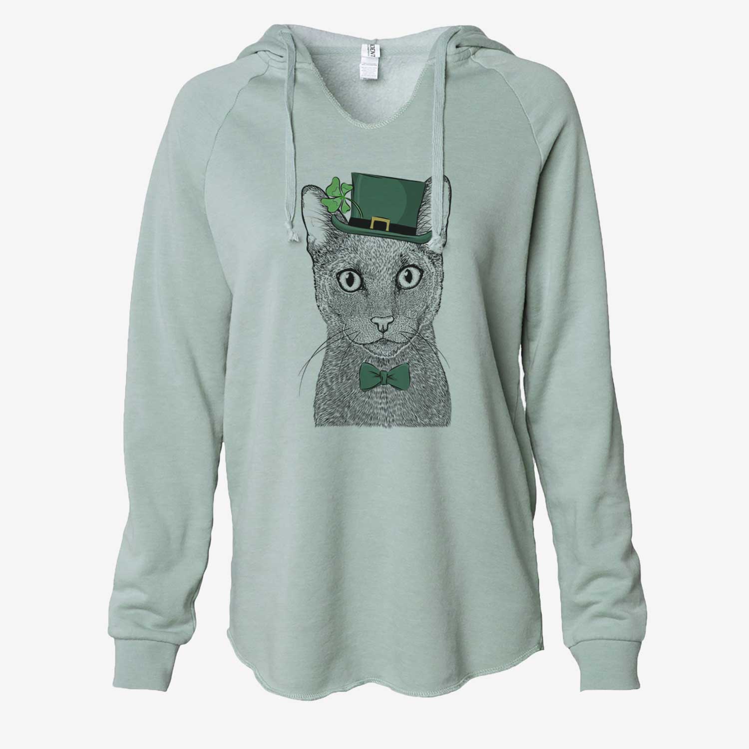 St. Patrick's Stanley the Russian Blue Cat - Cali Wave Hooded Sweatshirt