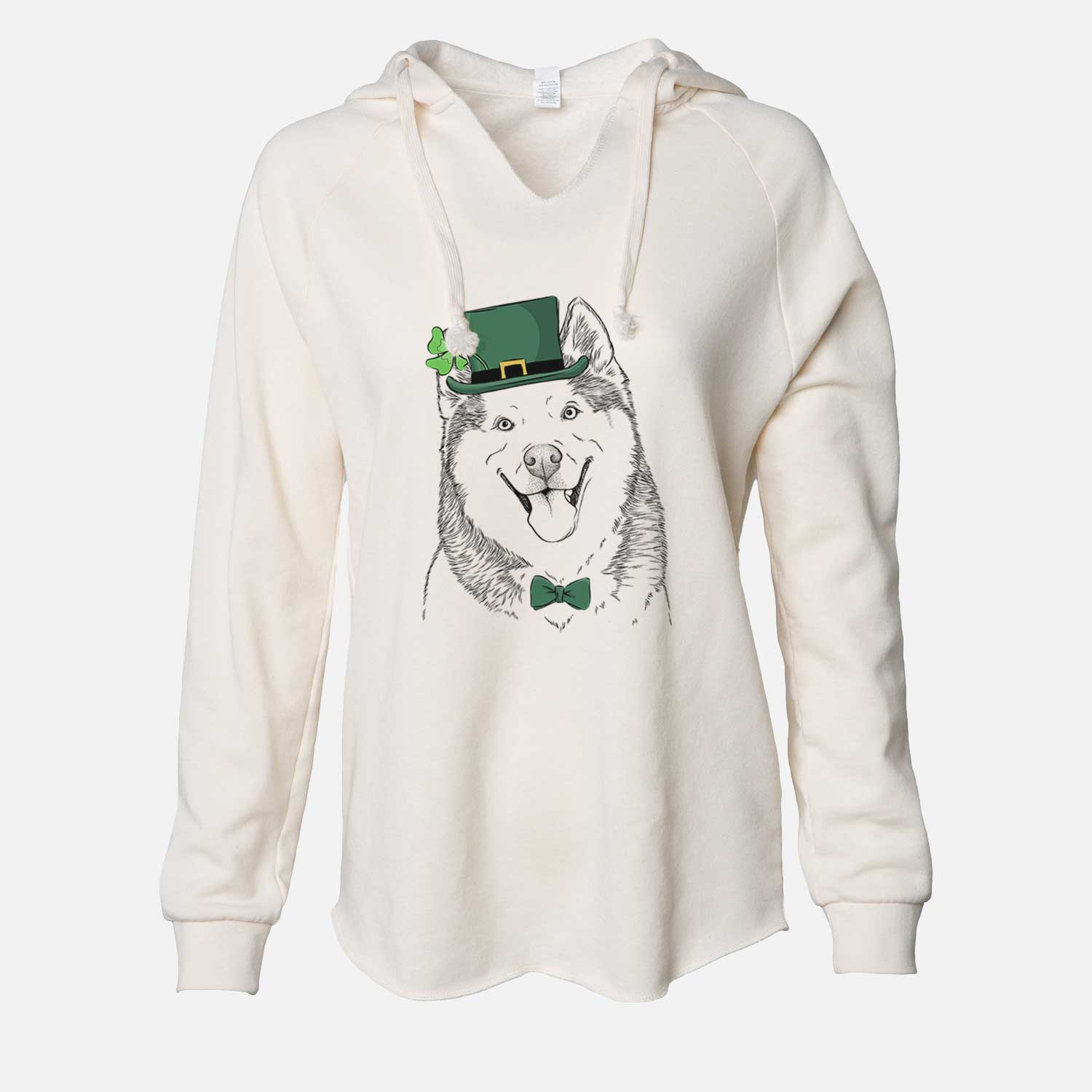 St. Patrick's Teak the Siberian Husky - Cali Wave Hooded Sweatshirt