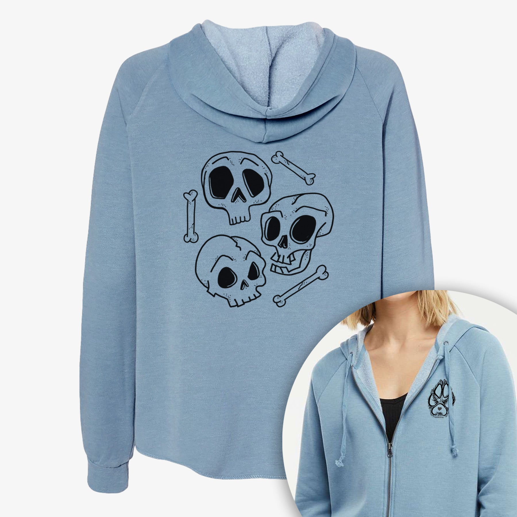 Skull Trio - Women's Cali Wave Zip-Up Sweatshirt