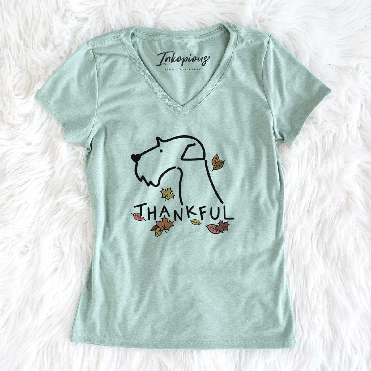 Thankful Airedale Terrier - Women&#39;s V-neck Shirt